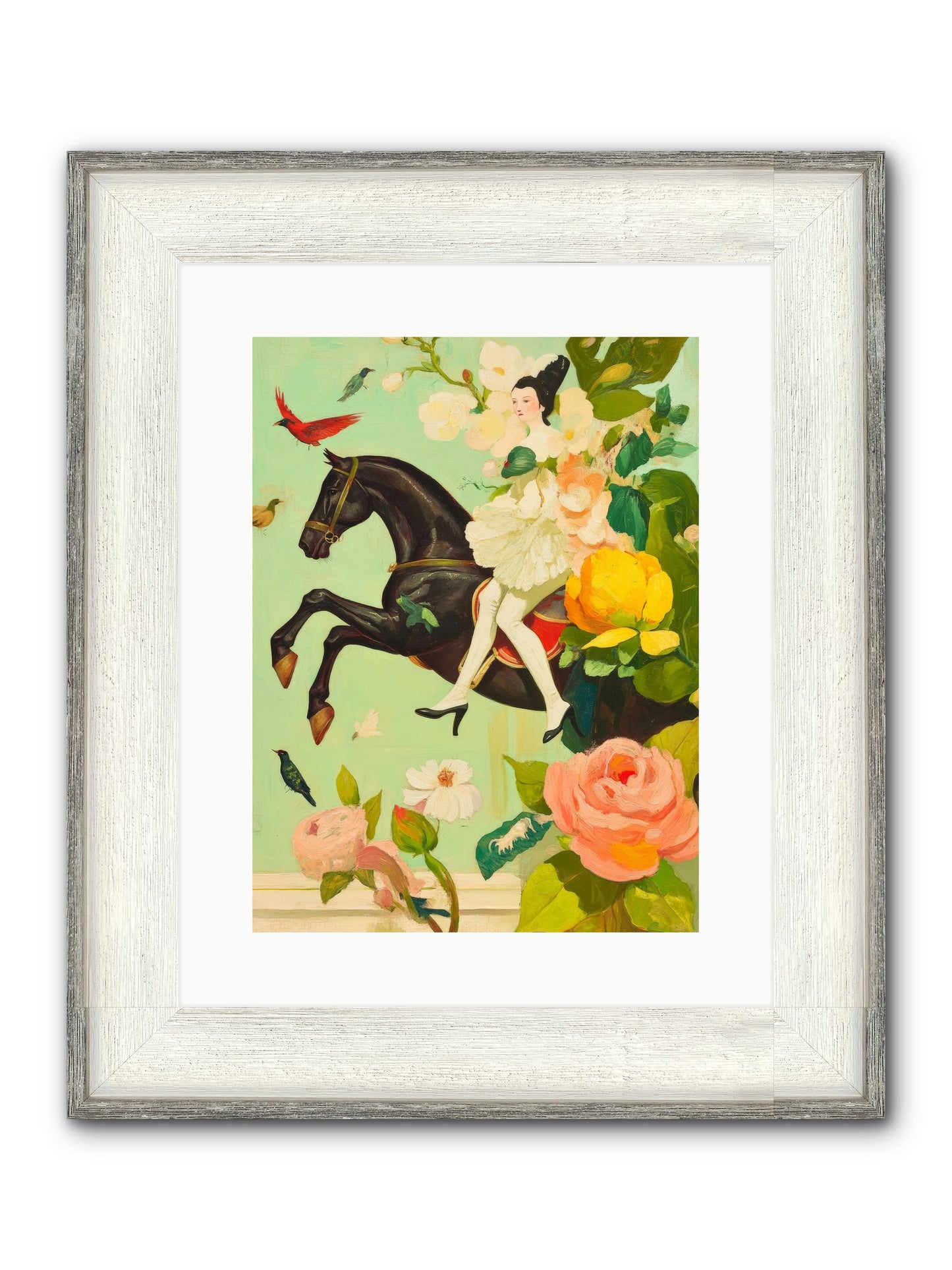 Racing Through Bloom Framed Print - Driftwood White 12x16