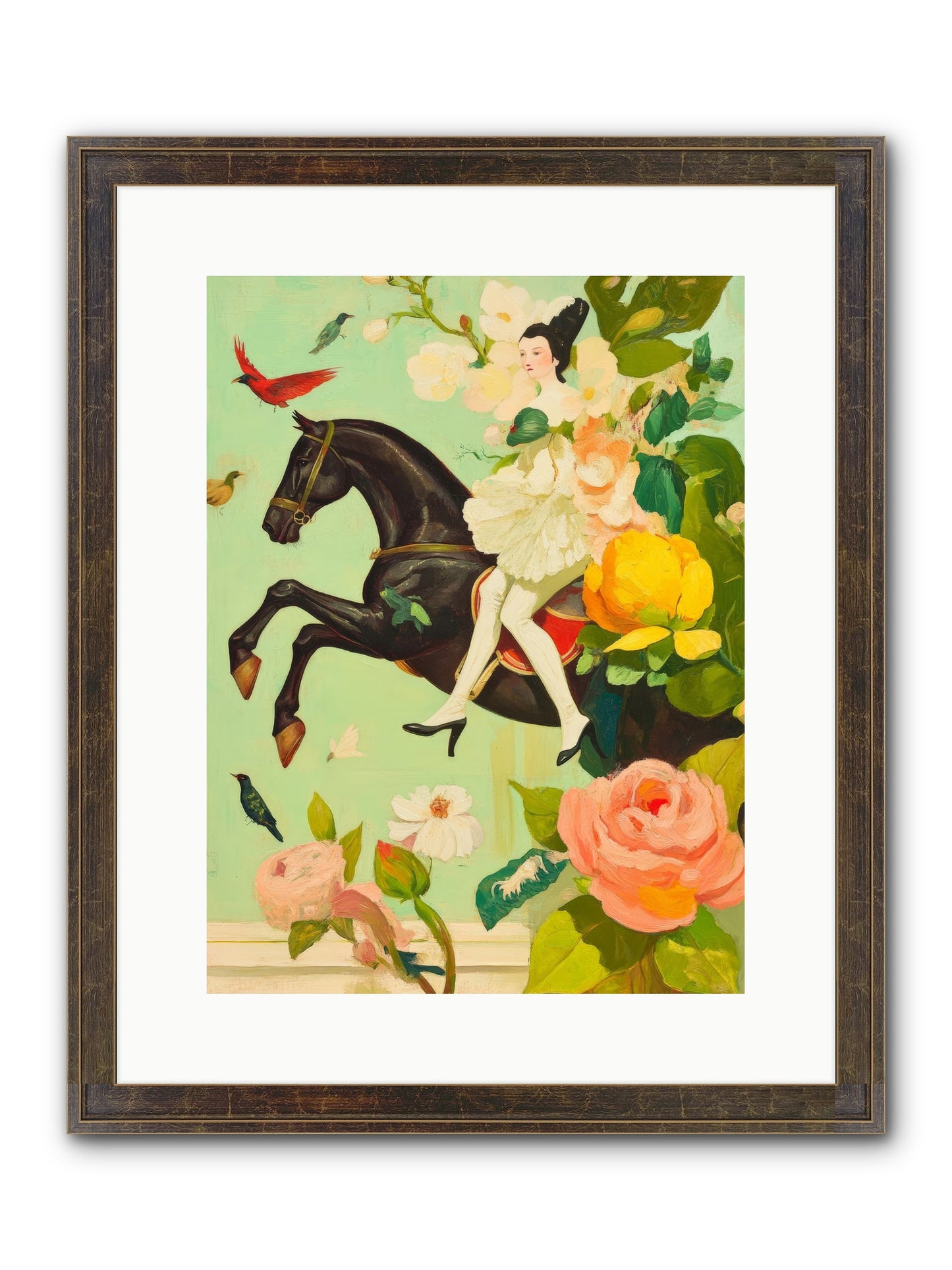 Racing Through Bloom Framed Print - Slimwoods Black/Gold 12x16