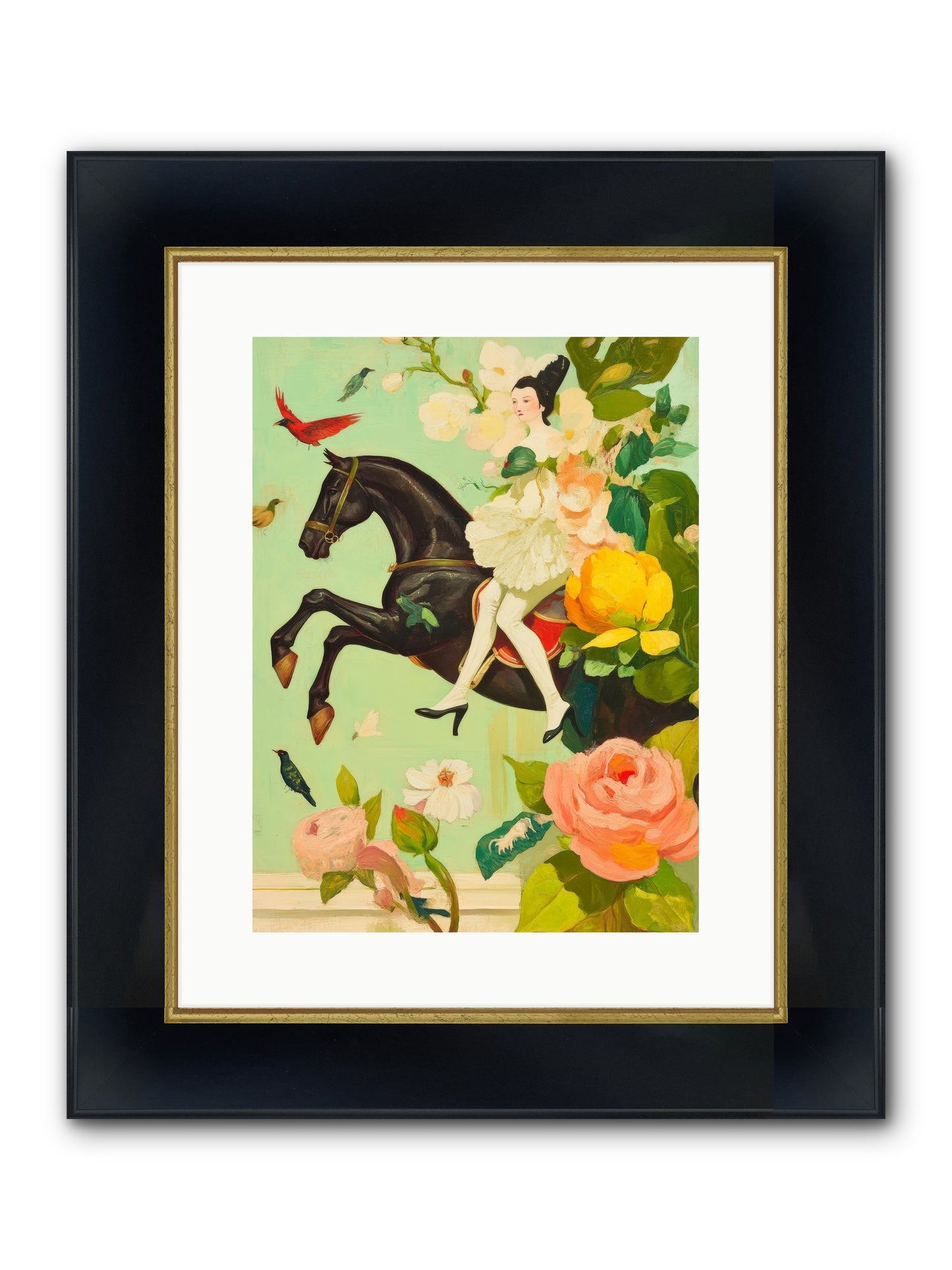 Racing Through Bloom Framed Print - Wide Black w/Gold 12x16