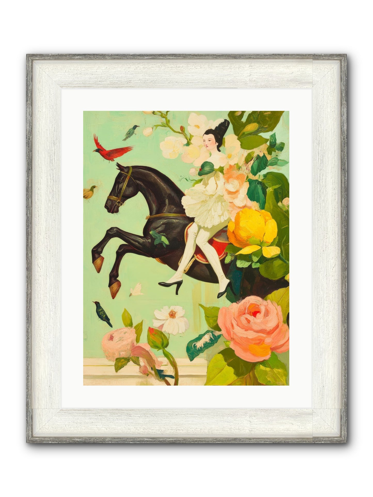 Racing Through Bloom Framed Print - Driftwood White 18x24