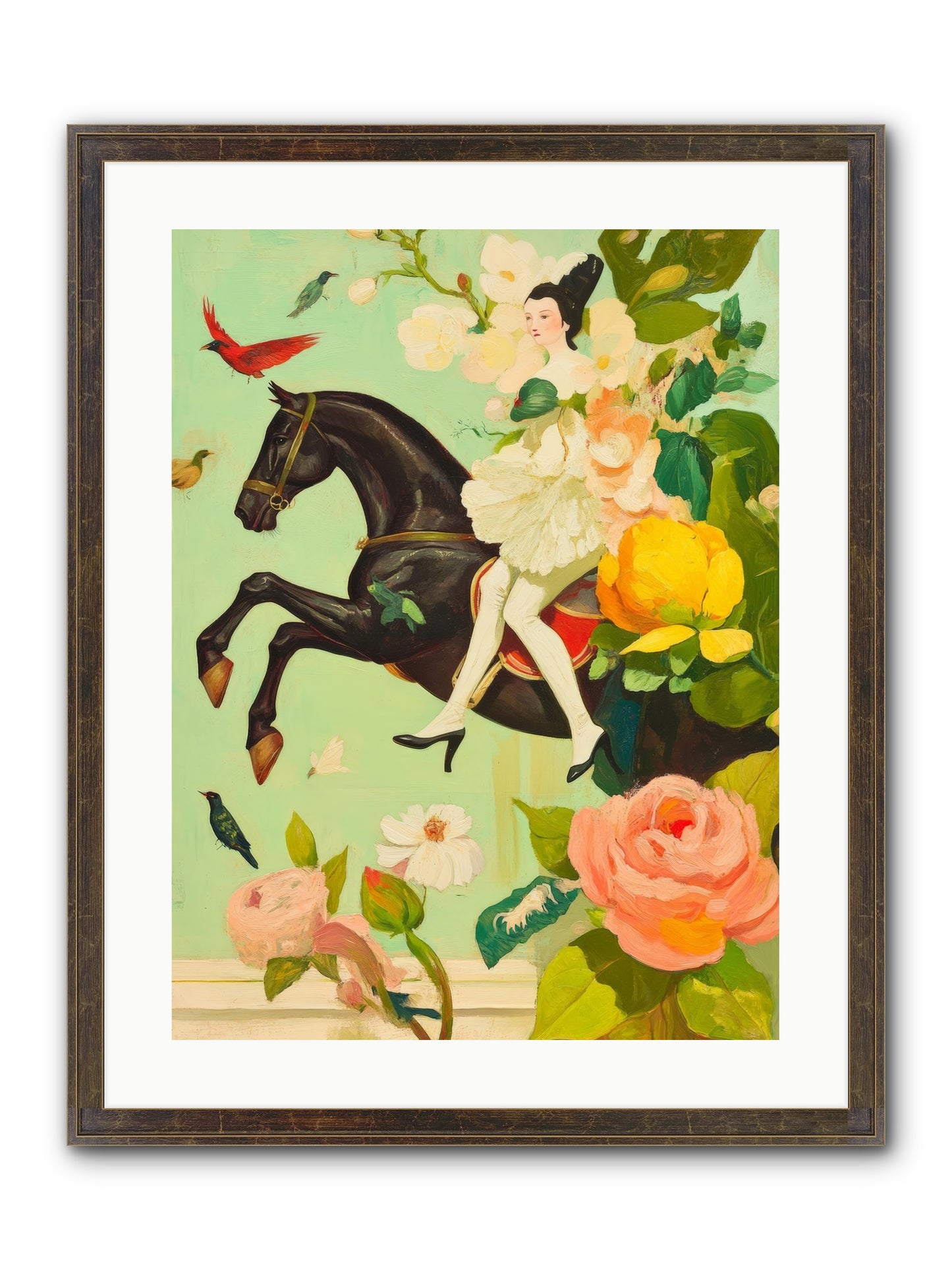 Racing Through Bloom Framed Print - Slimwoods Black/Gold 18x24
