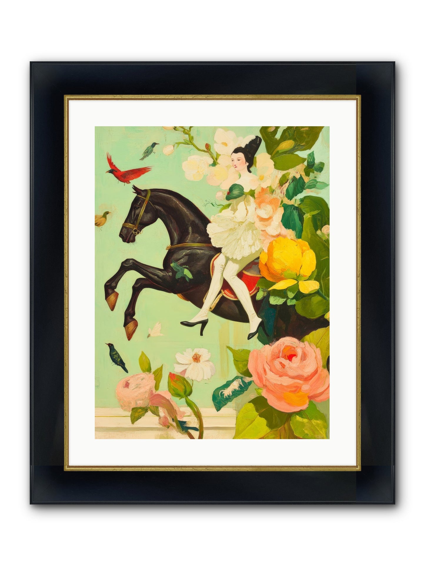 Racing Through Bloom Framed Print - Wide Black w/Gold 18x24