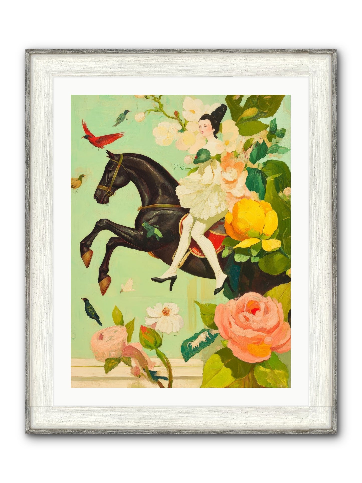 Racing Through Bloom Framed Print - Driftwood White 24x32