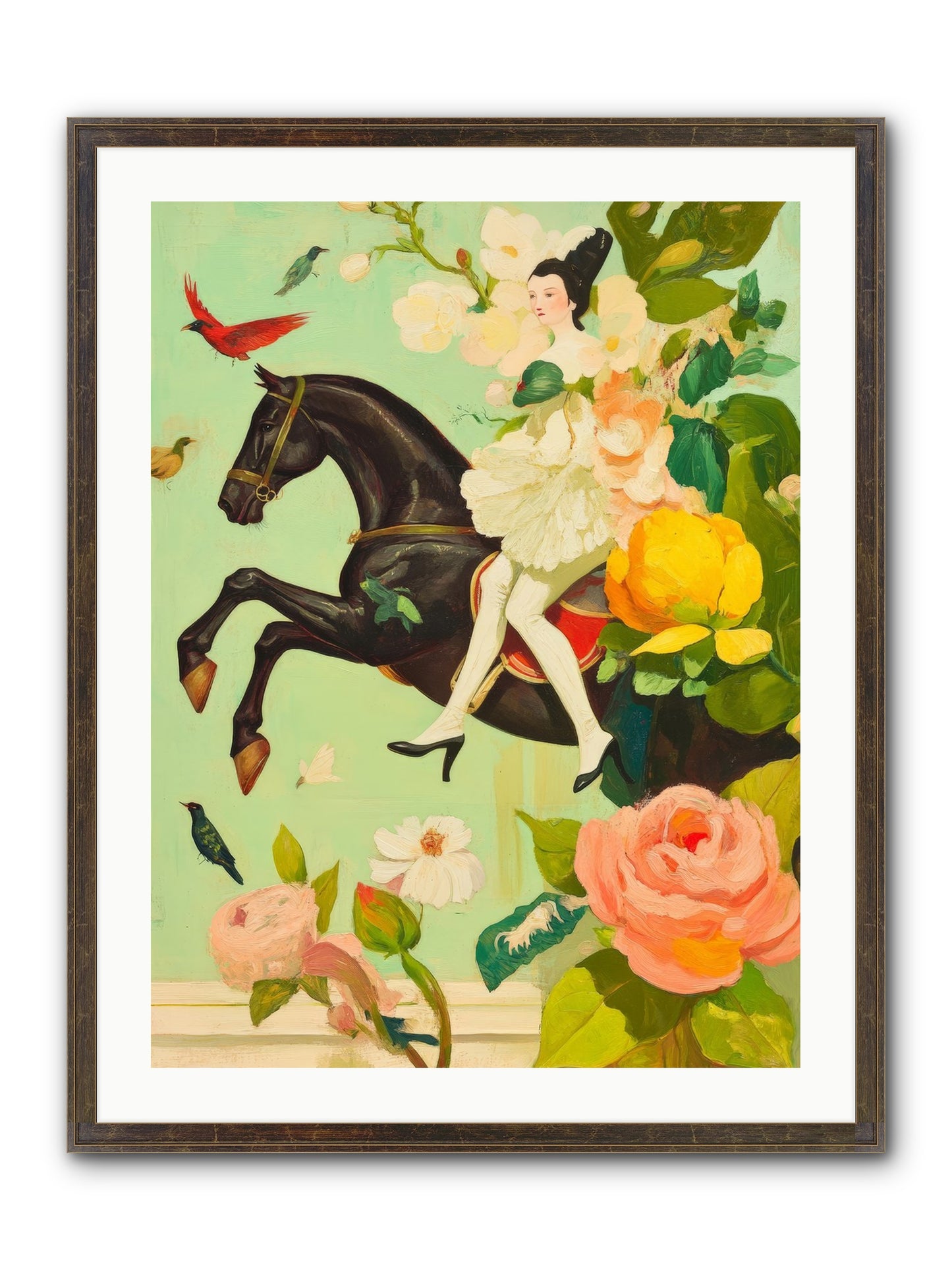 Racing Through Bloom Framed Print - Slimwoods Black/Gold 24x32