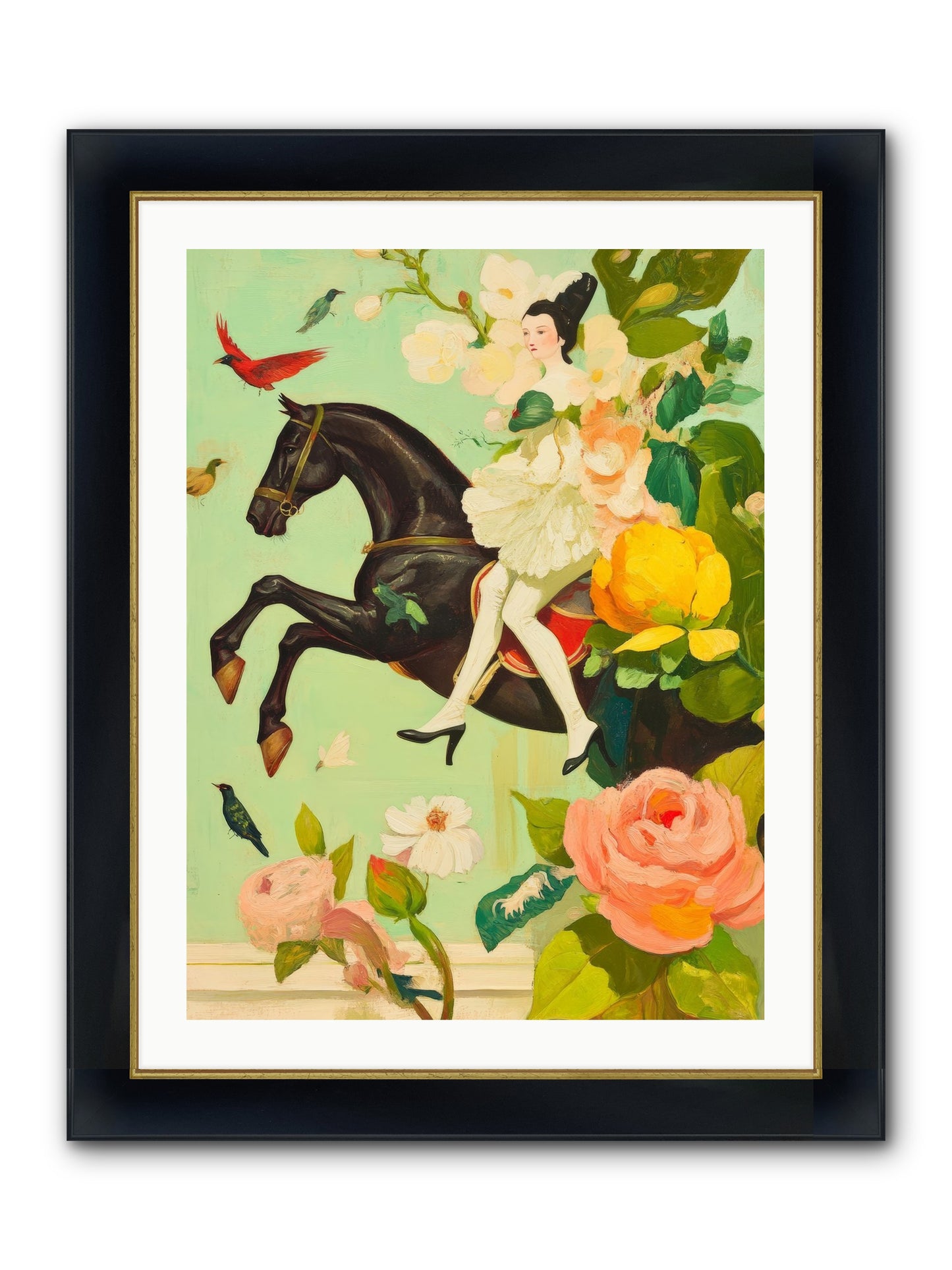 Racing Through Bloom Framed Print - Wide Black w/Gold 24x32