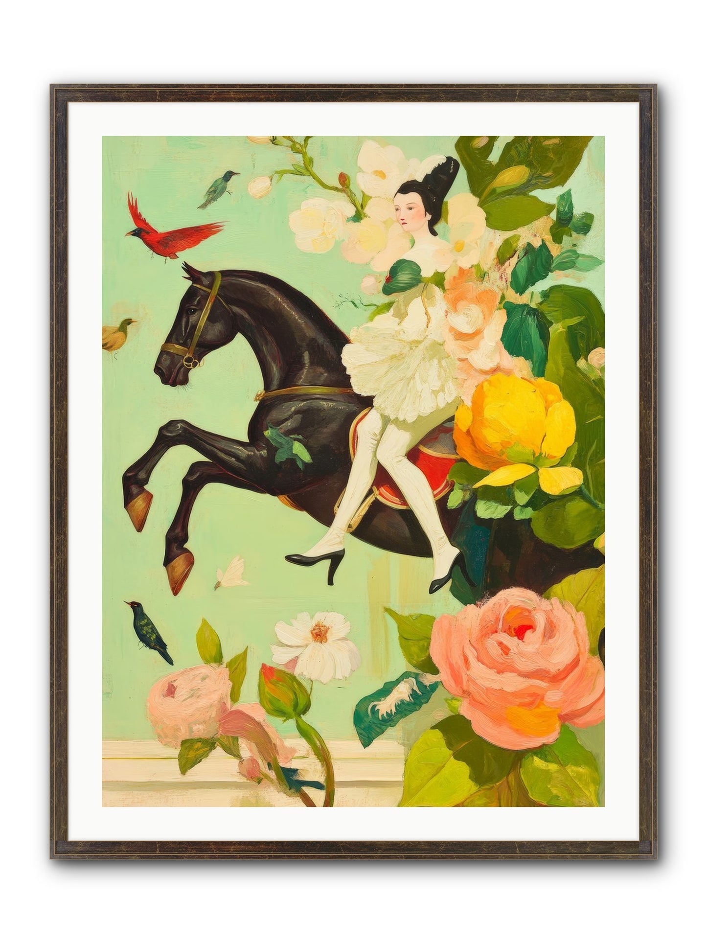Racing Through Bloom Framed Print - Slimwoods Black/Gold 30x40