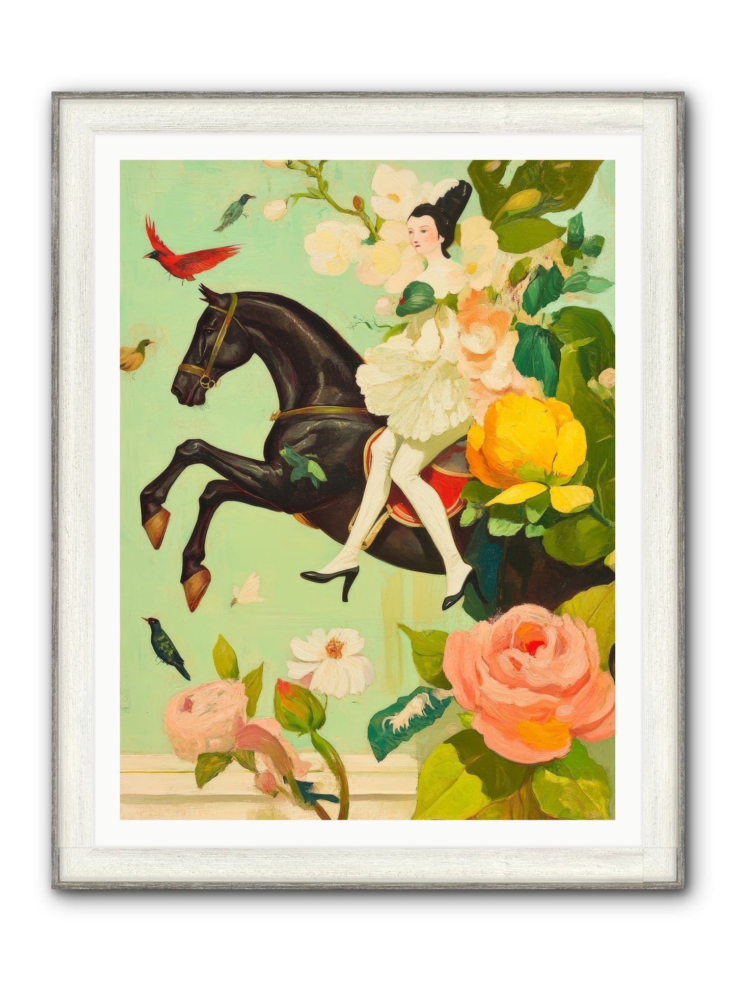 Racing Through Bloom Framed Print - Driftwood White 36x48