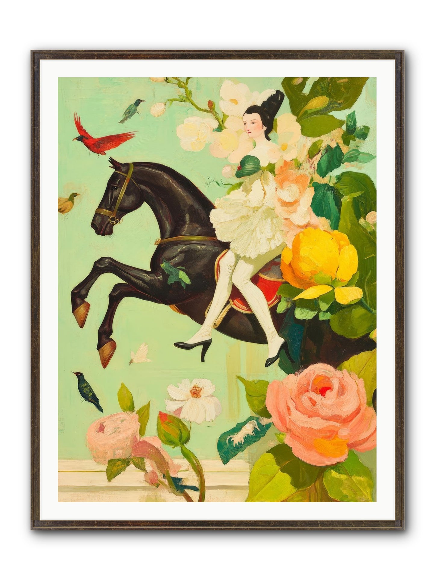 Racing Through Bloom Framed Print - Slimwoods Black/Gold 36x48