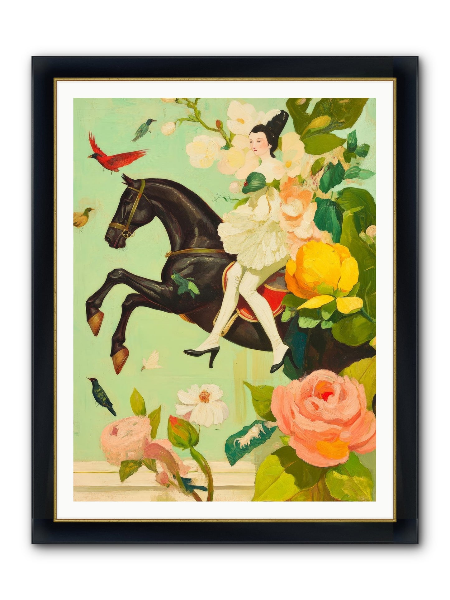 Racing Through Bloom Framed Print - Wide Black w/Gold 36x48