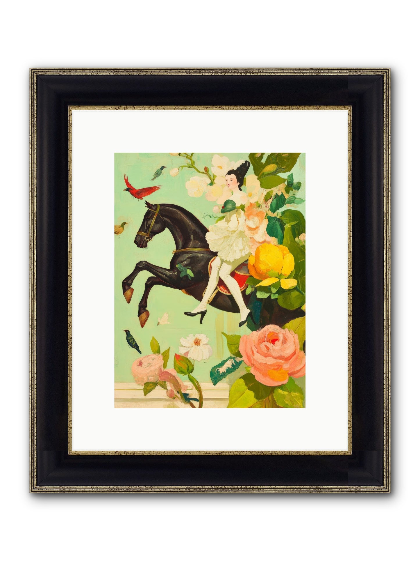 Racing Through Bloom Framed Print - Black & Gold 9x12
