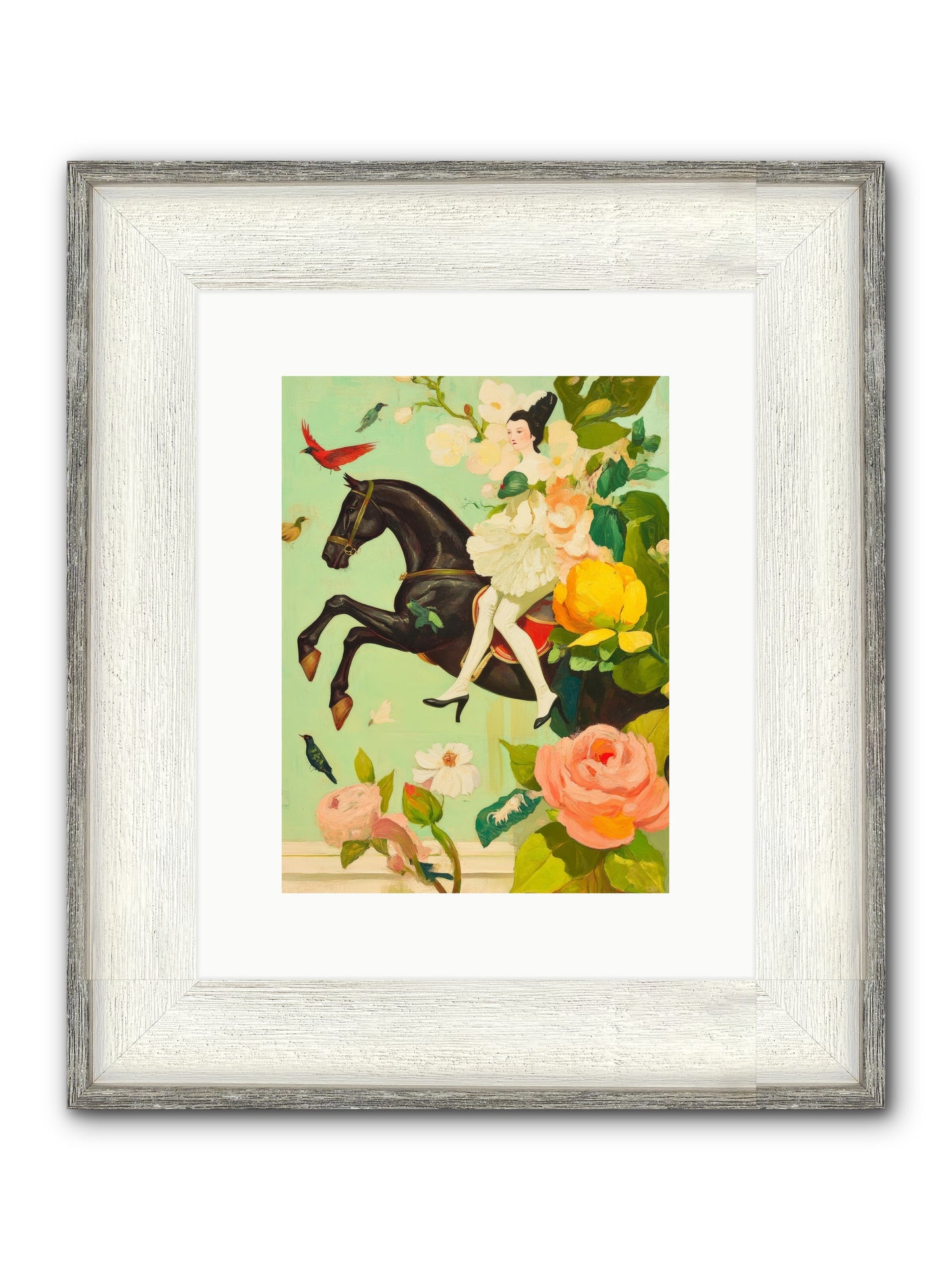 Racing Through Bloom Framed Print - Driftwood White 9x12