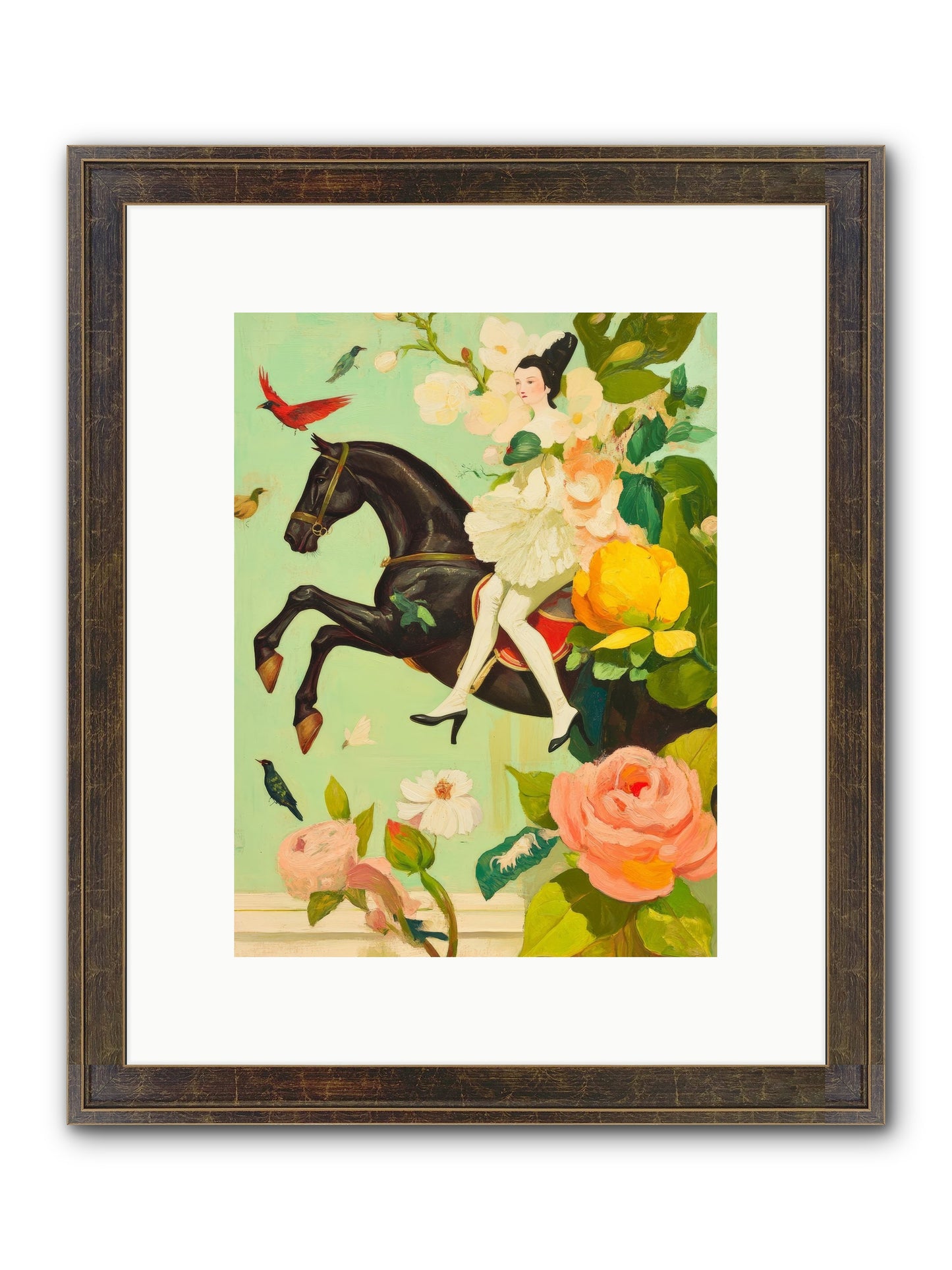 Racing Through Bloom Framed Print - Slimwoods Black/Gold 9x12