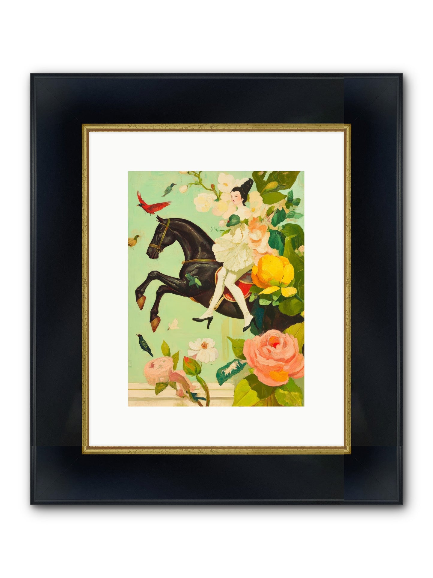 Racing Through Bloom Framed Print - Wide Black w/Gold 9x12