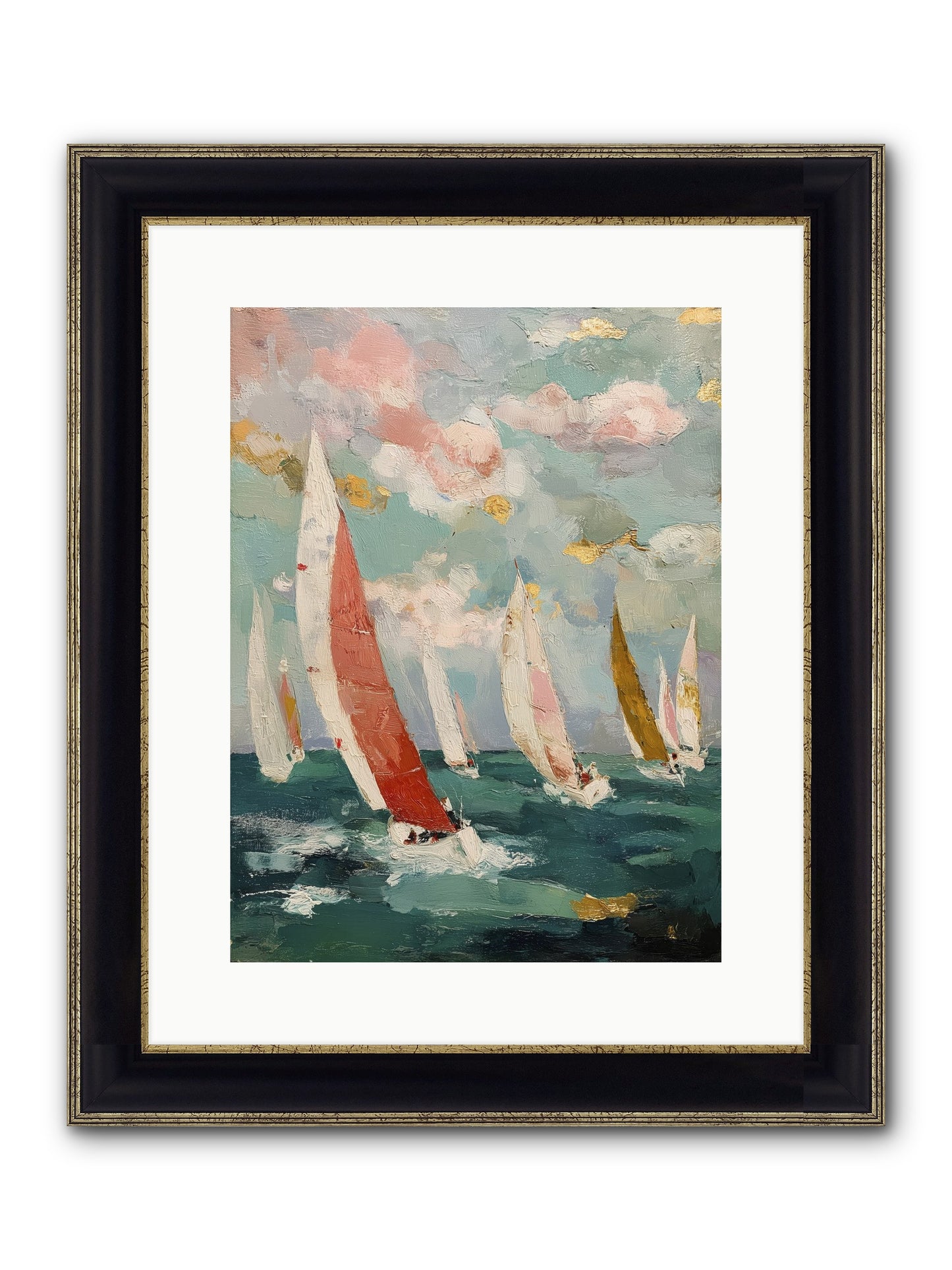 Racing Through Sky Framed Print - Black & Gold 12x16