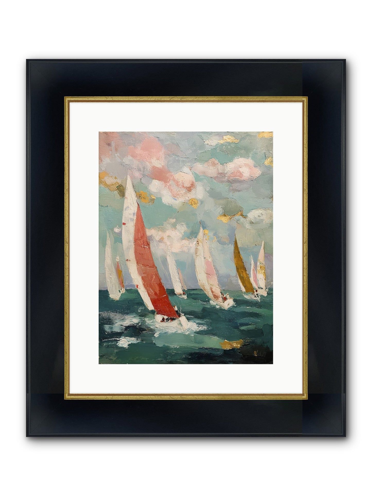 Racing Through Sky Framed Print - Wide Black w/Gold 12x16