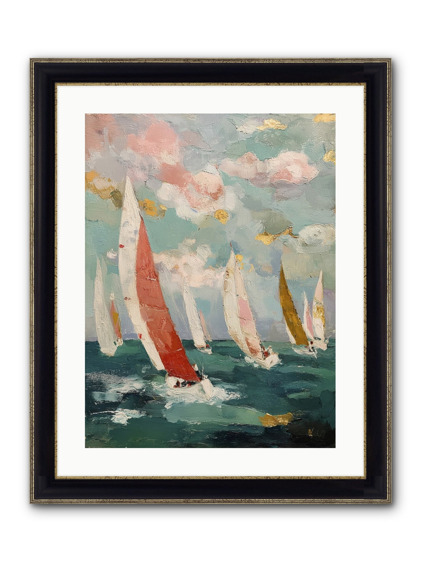 Racing Through Sky Framed Print - Black & Gold 18x24
