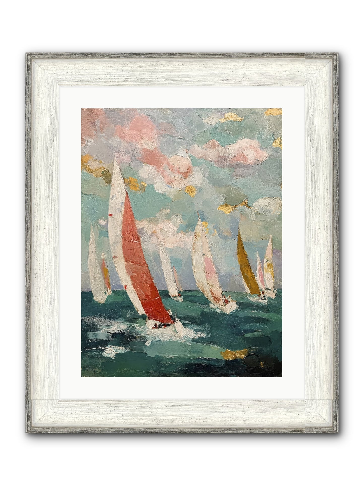 Racing Through Sky Framed Print - Driftwood White 18x24