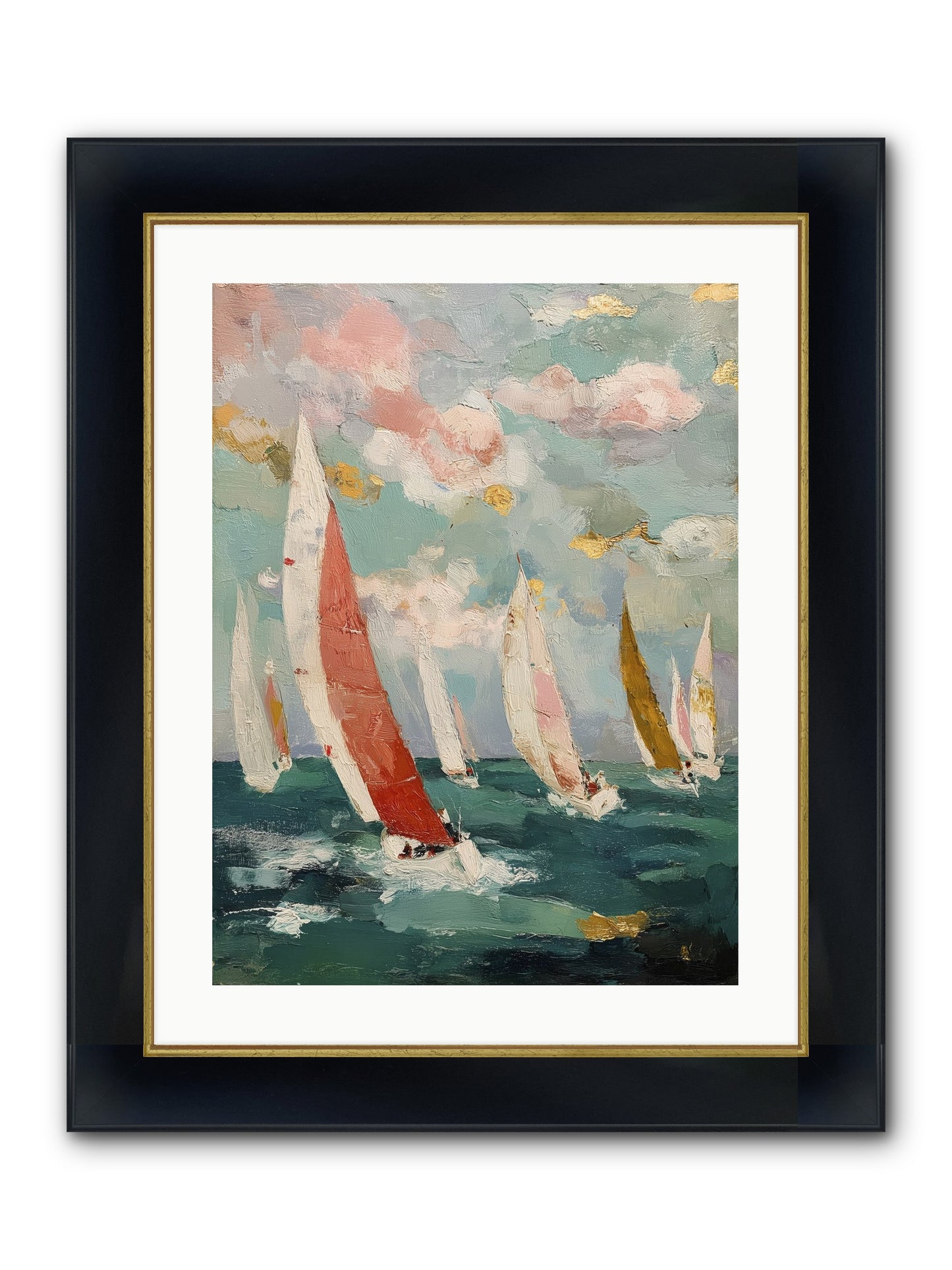 Racing Through Sky Framed Print - Wide Black w/Gold 18x24