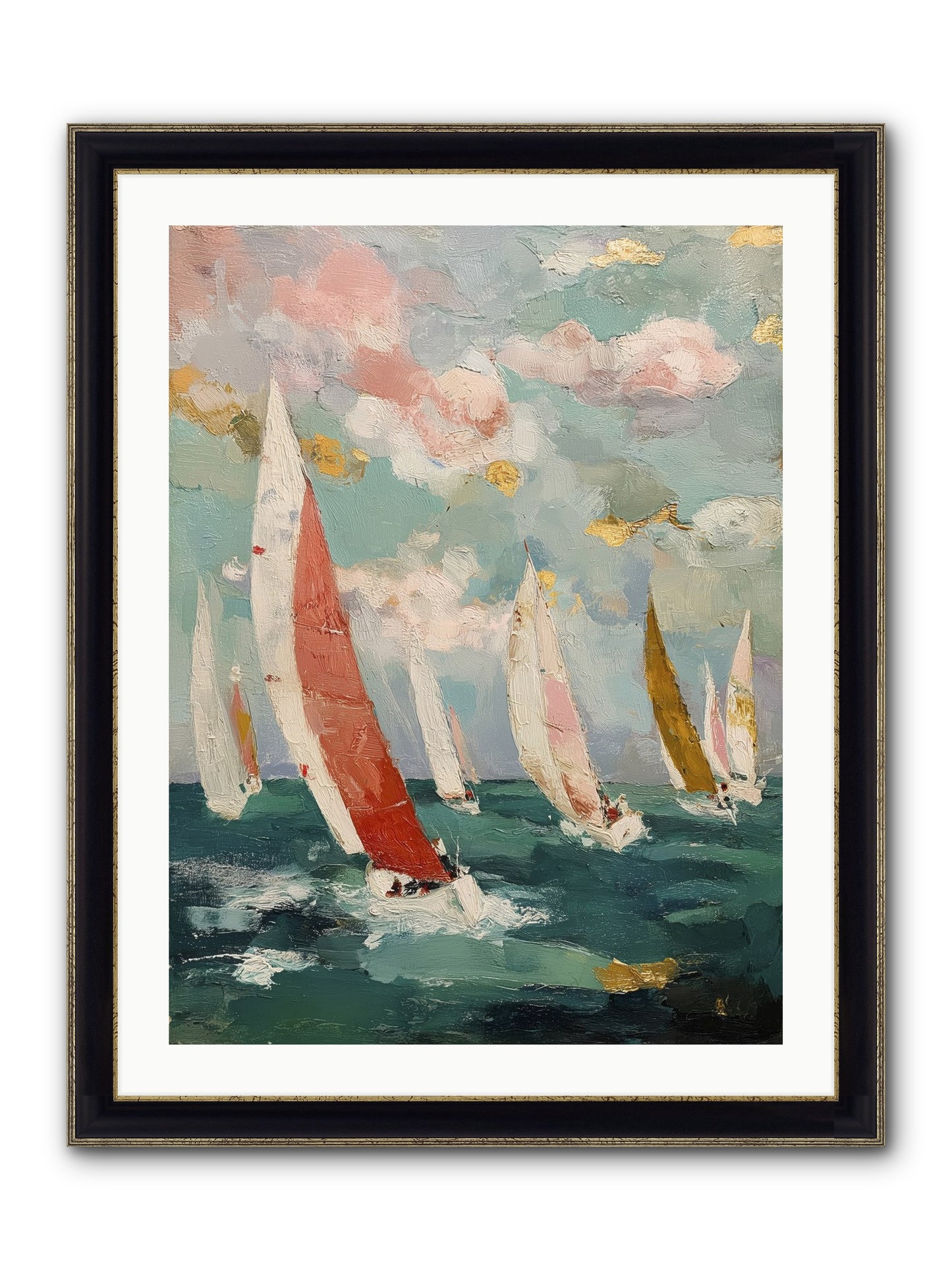 Racing Through Sky Framed Print - Black & Gold 24x32