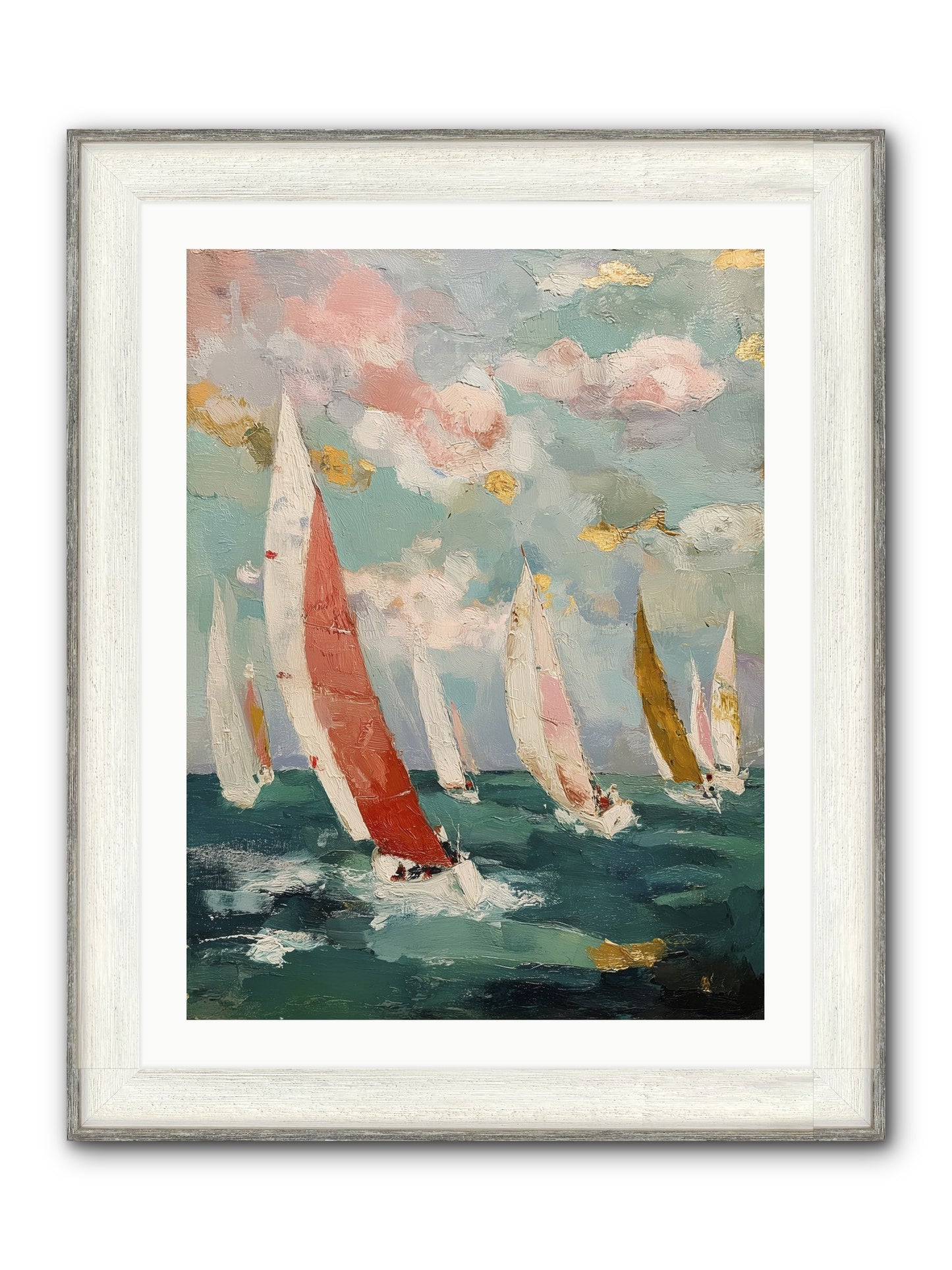 Racing Through Sky Framed Print - Driftwood White 24x32