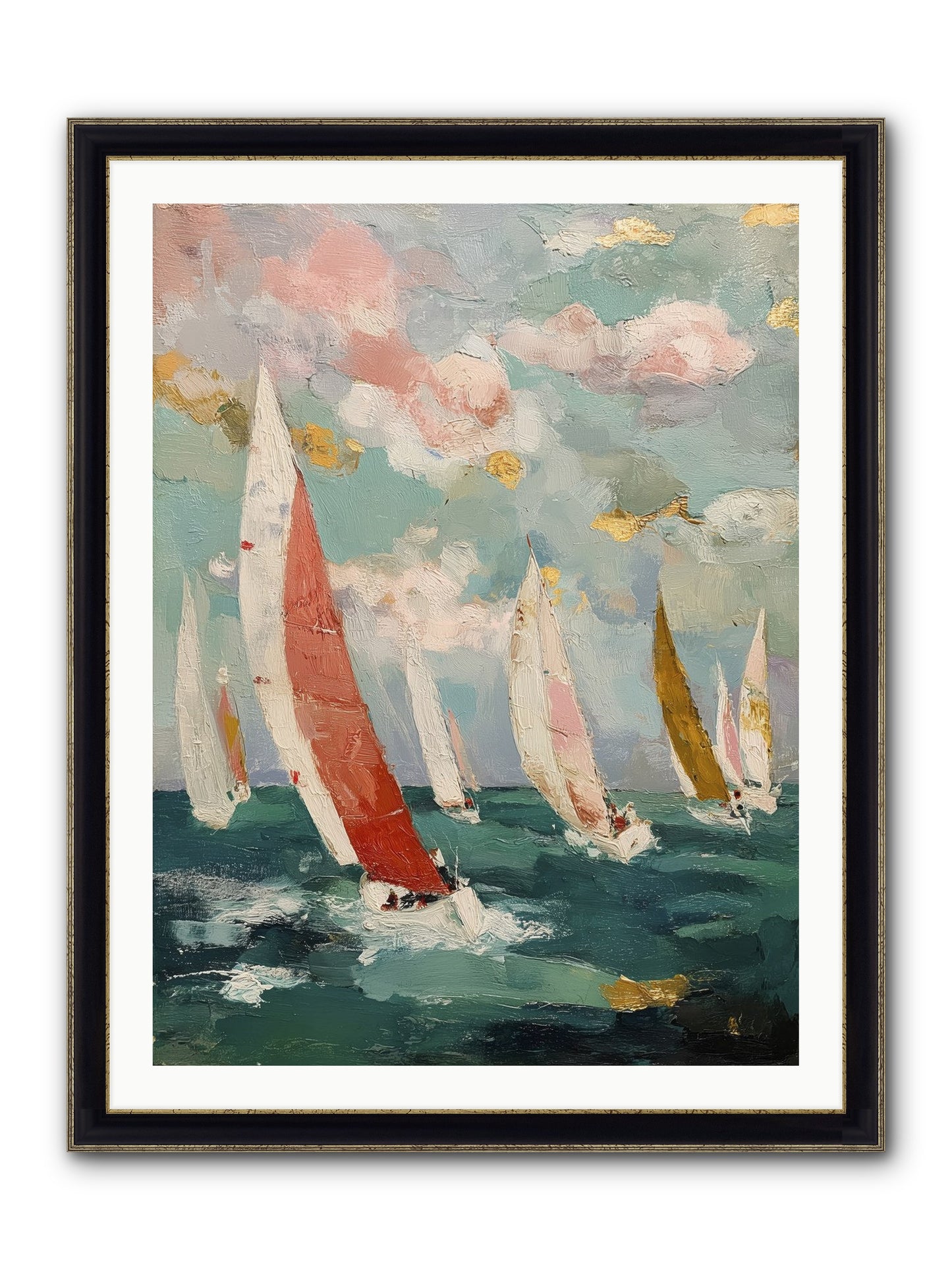 Racing Through Sky Framed Print - Black & Gold 30x40