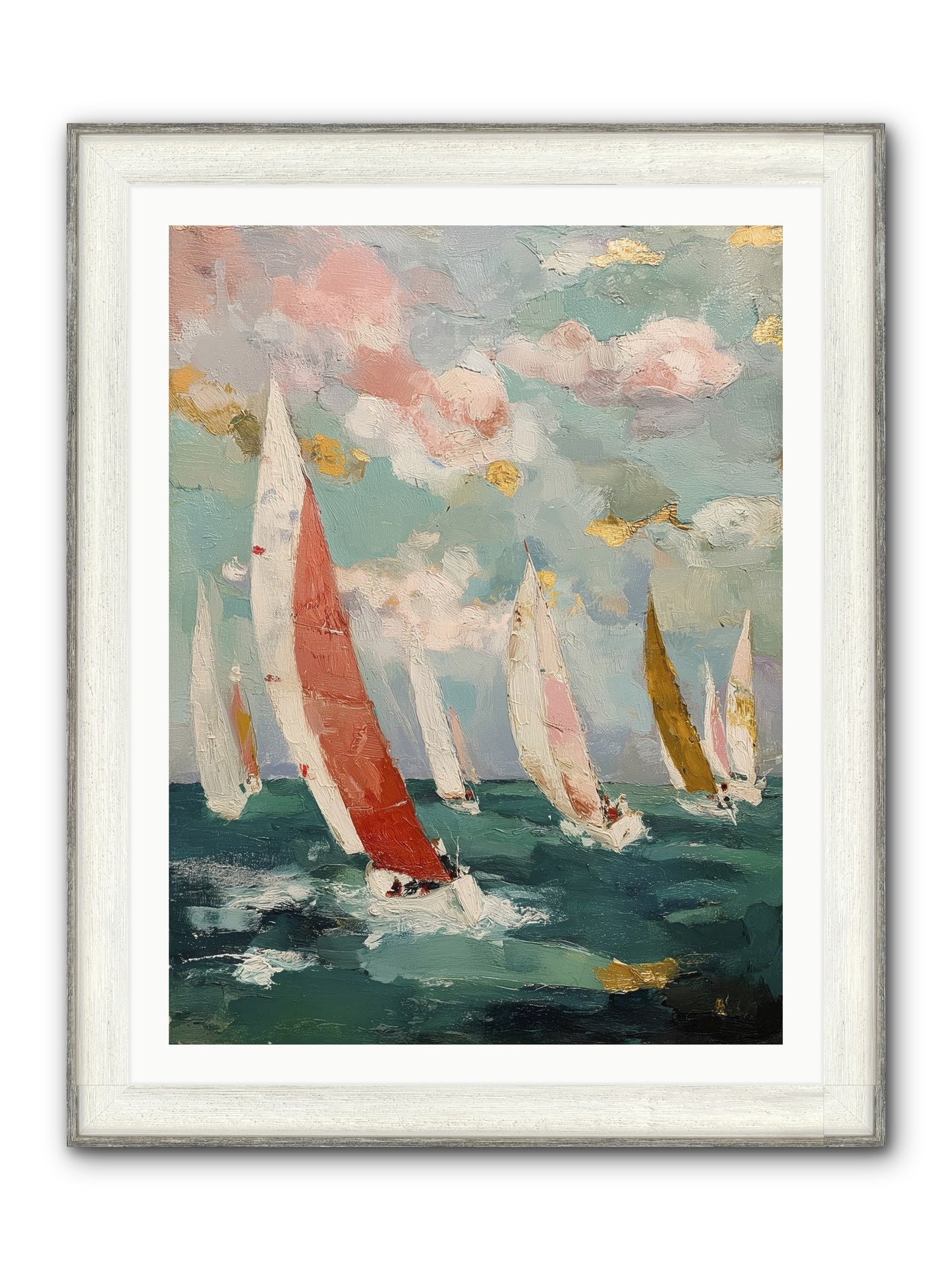 Racing Through Sky Framed Print - Driftwood White 30x40