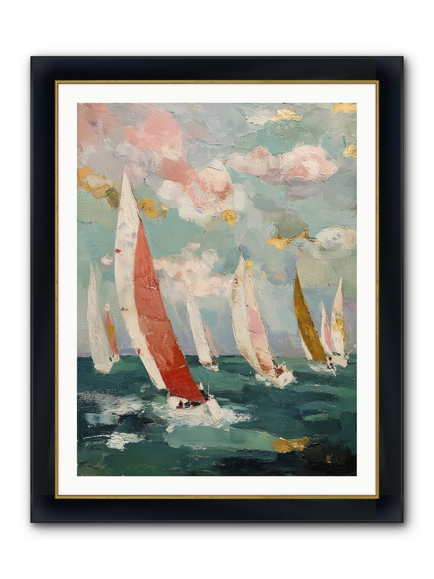 Racing Through Sky Framed Print - Wide Black w/Gold 30x40