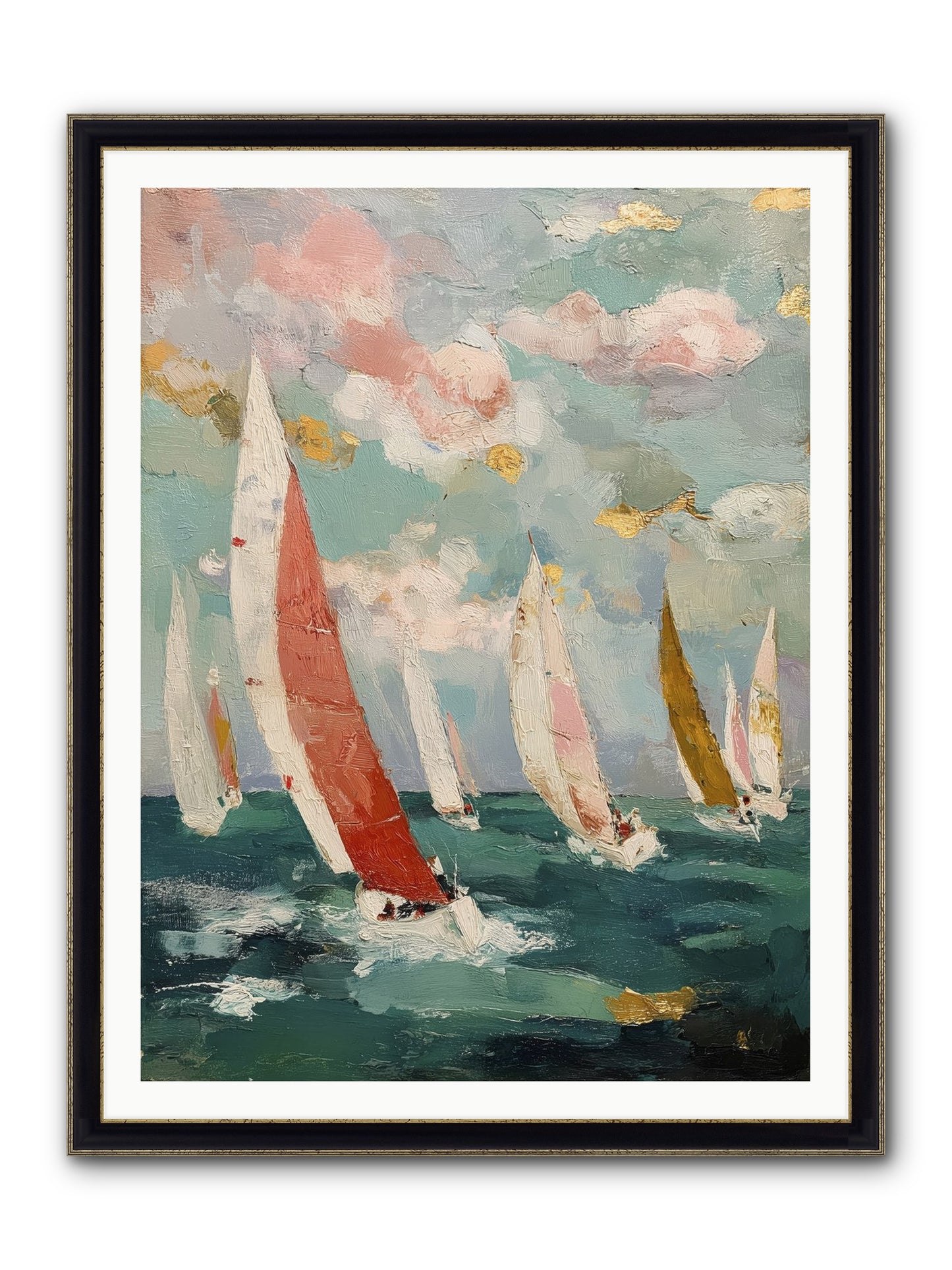 Racing Through Sky Framed Print - Black & Gold 36x48
