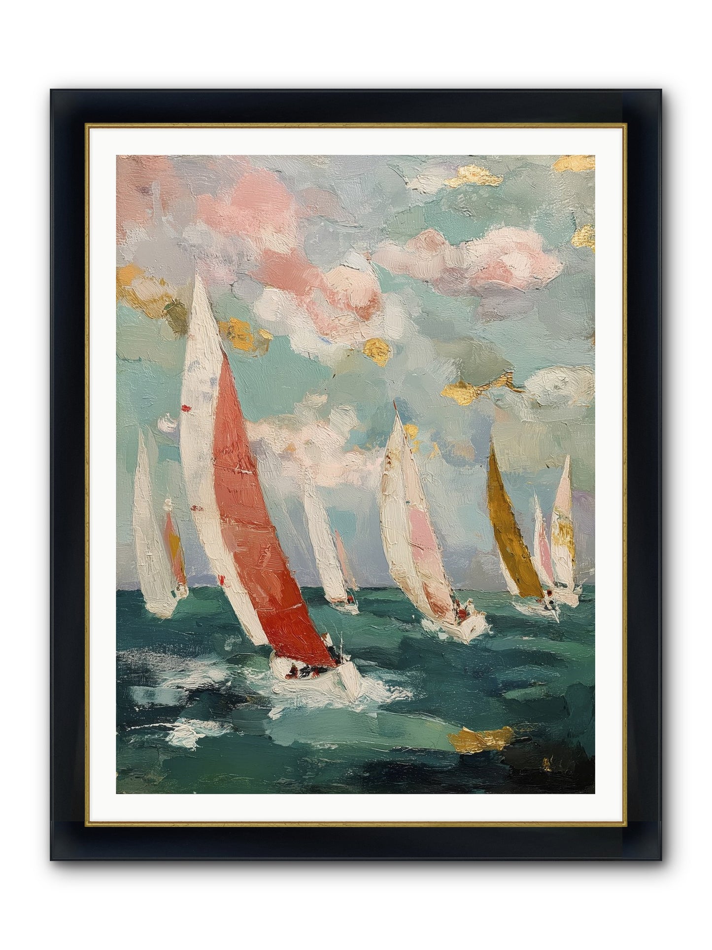 Racing Through Sky Framed Print - Wide Black w/Gold 36x48
