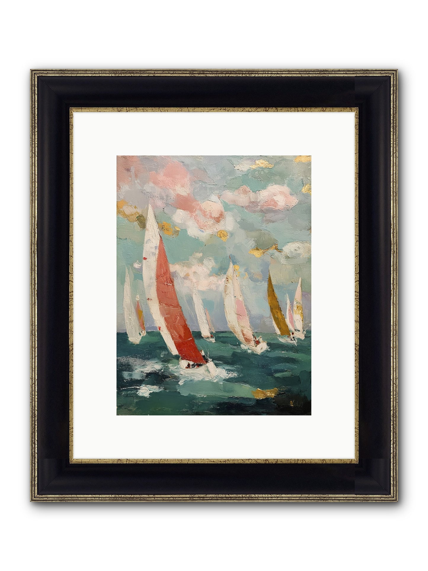 Racing Through Sky Framed Print - Black & Gold 9x12