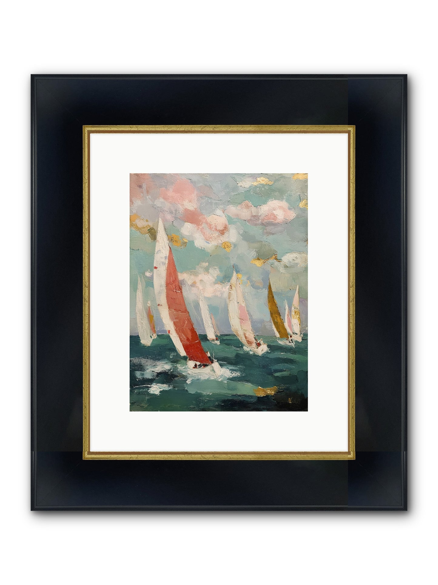 Racing Through Sky Framed Print - Wide Black w/Gold 9x12