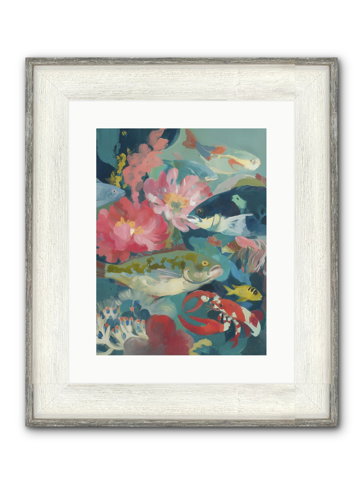 Rainbow Poetry Framed Print - Driftwood White 12x16