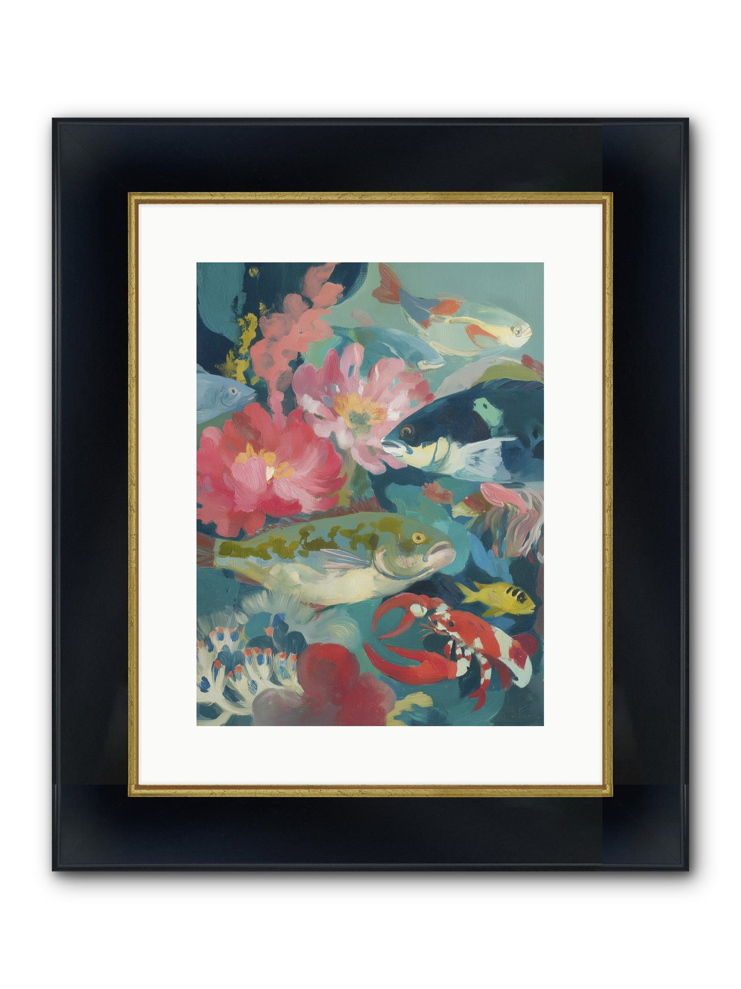 Rainbow Poetry Framed Print - Wide Black w/Gold 12x16