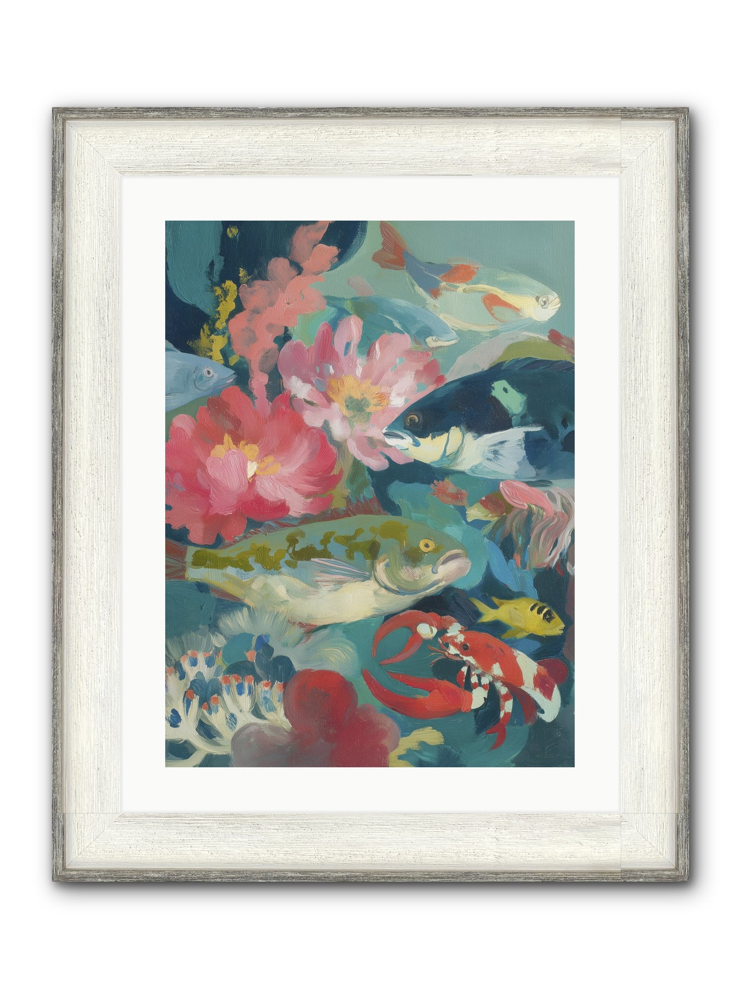 Rainbow Poetry Framed Print - Driftwood White 18x24