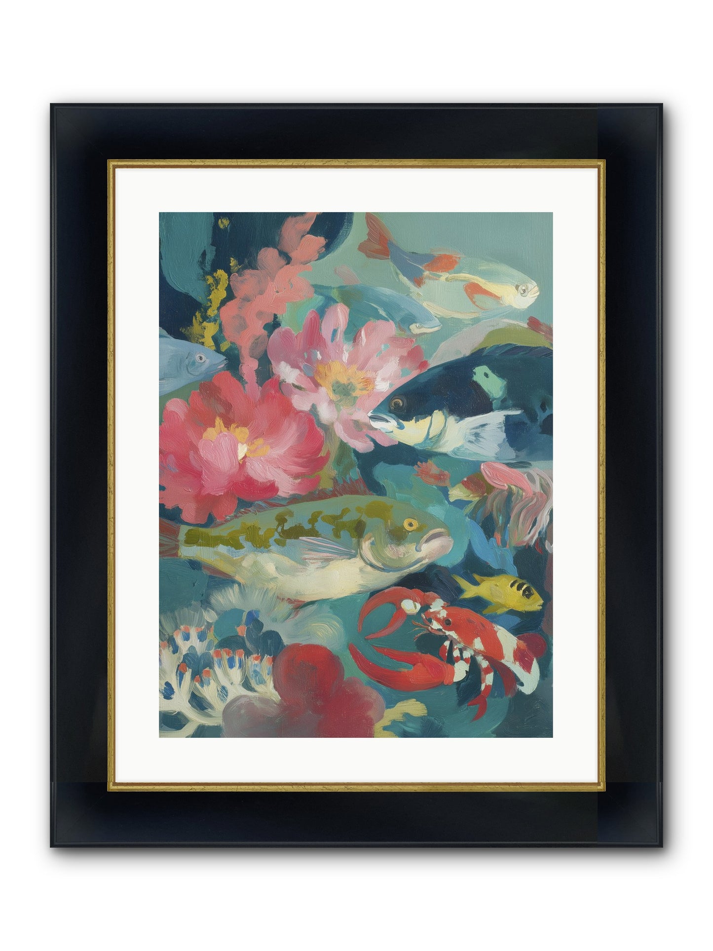 Rainbow Poetry Framed Print - Wide Black w/Gold 18x24