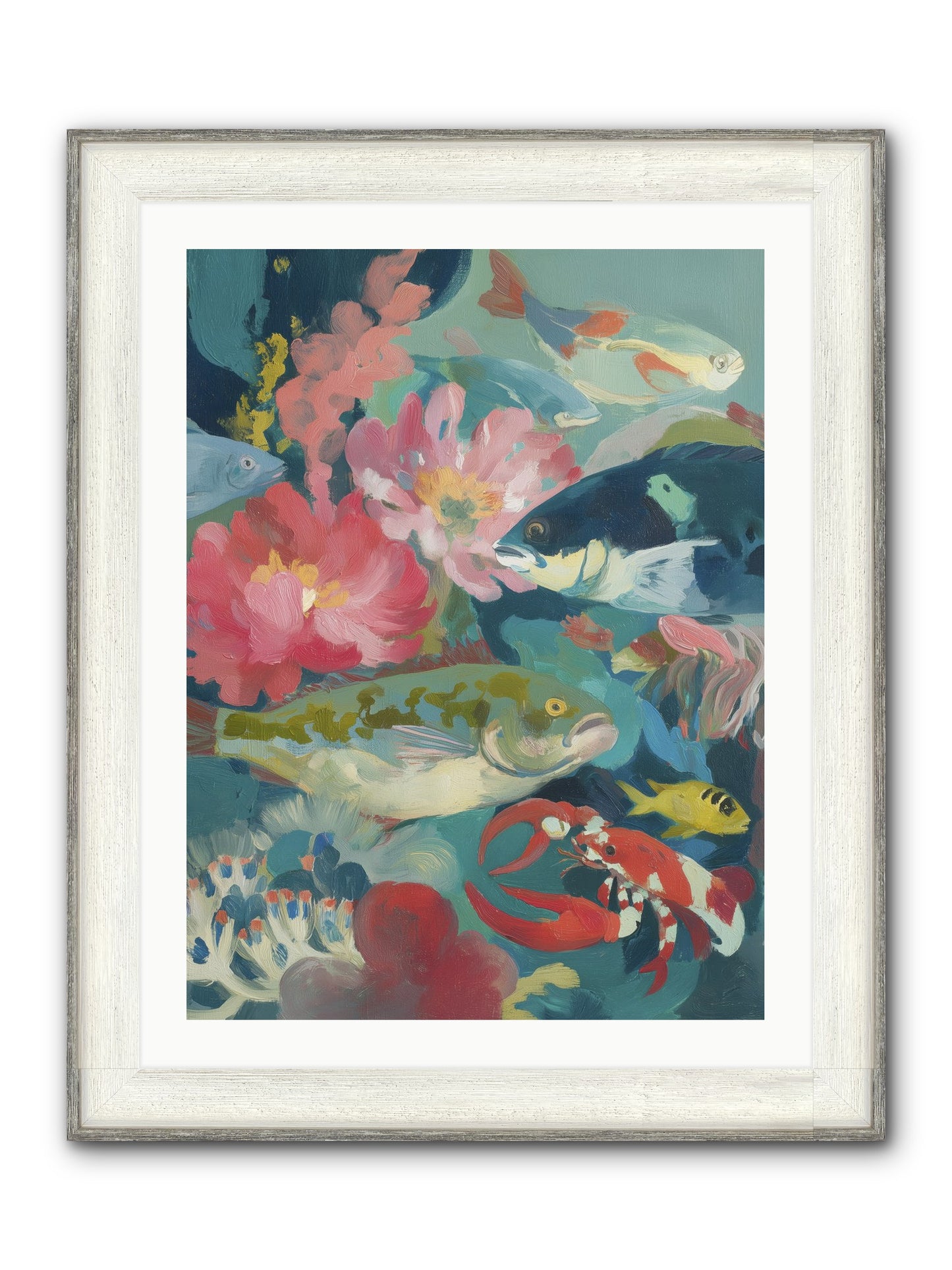 Rainbow Poetry Framed Print - Driftwood White 24x32