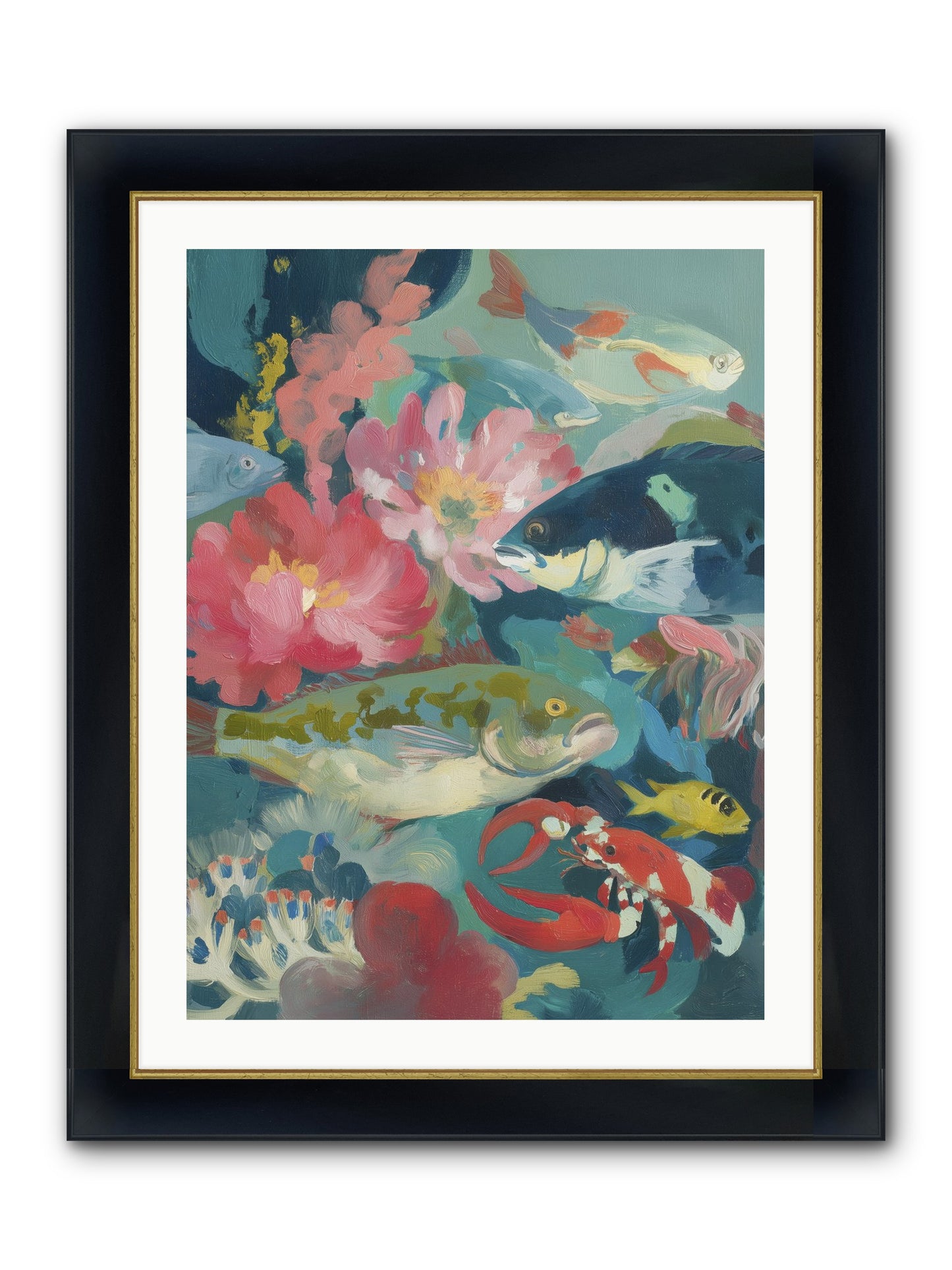 Rainbow Poetry Framed Print - Wide Black w/Gold 24x32