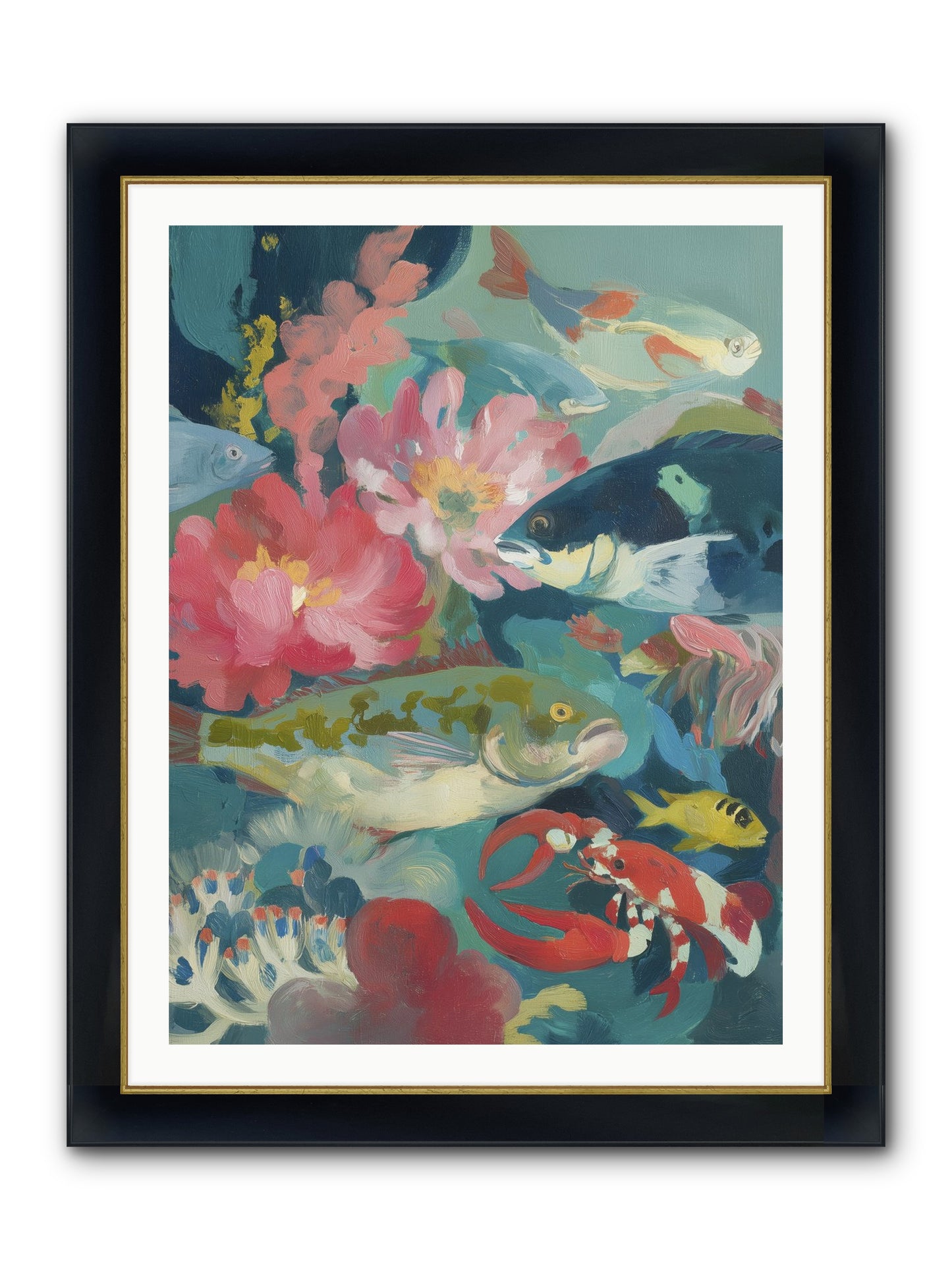 Rainbow Poetry Framed Print - Wide Black w/Gold 30x40