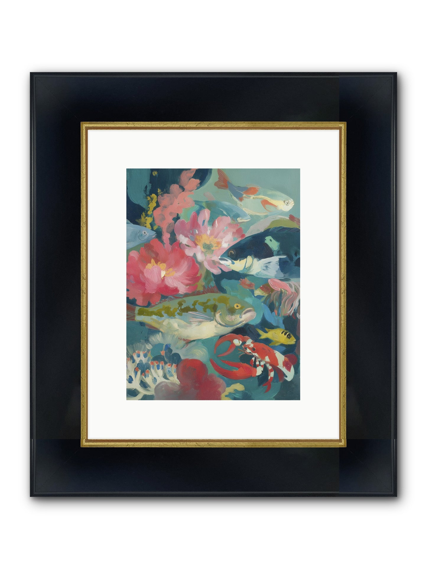 Rainbow Poetry Framed Print - Wide Black w/Gold 9x12