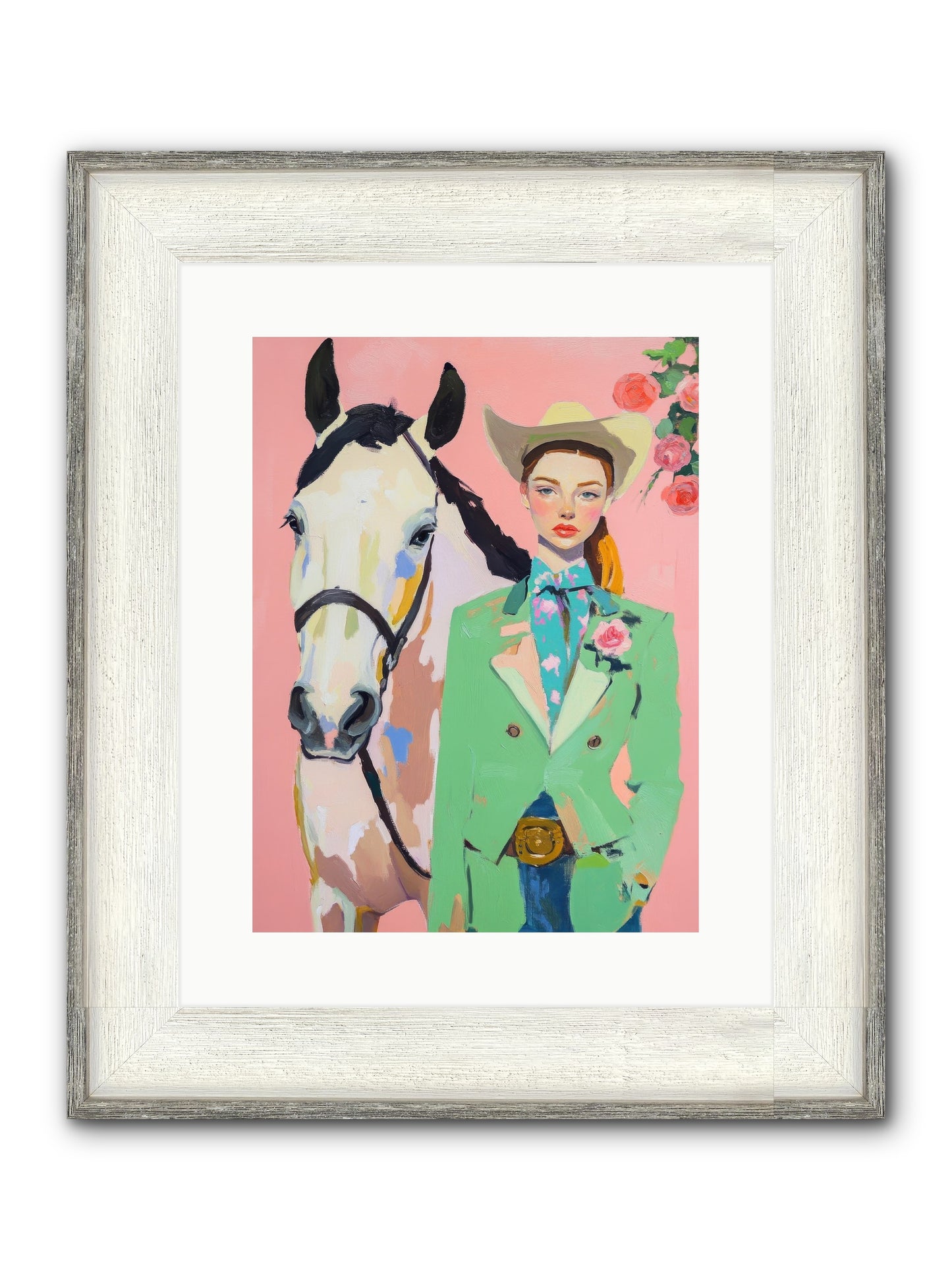 Rambling Rose Framed Print - Driftwood White 12x16