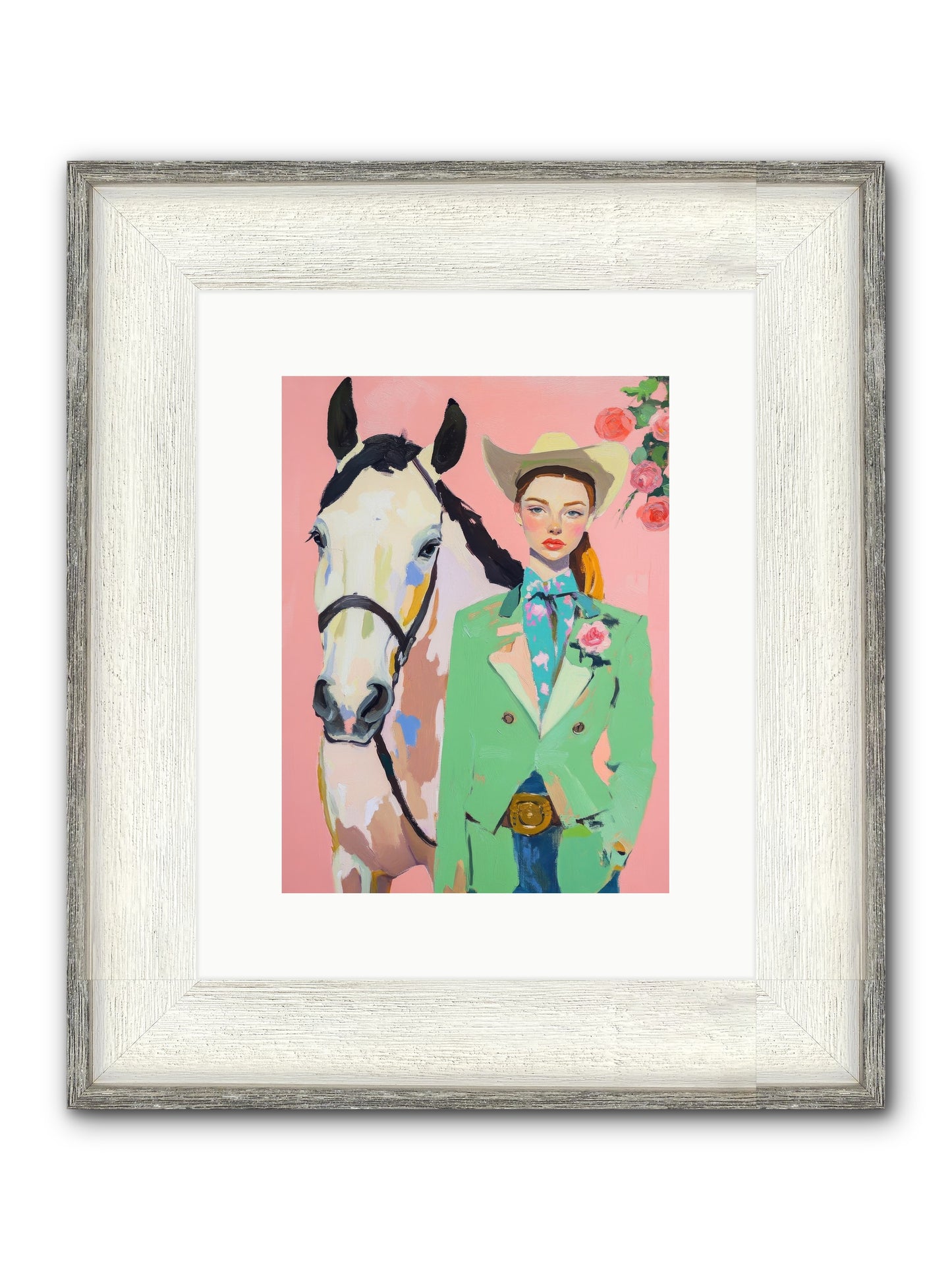 Rambling Rose Framed Print - Driftwood White 9x12