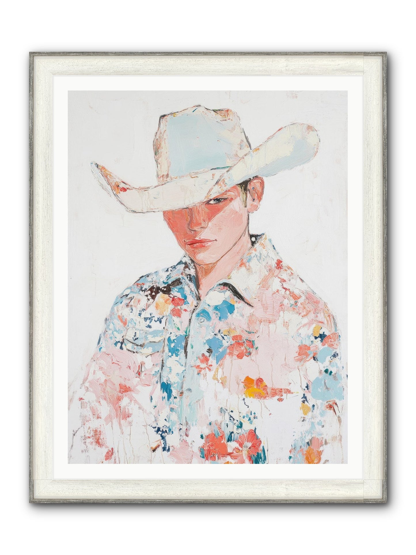 Ranch Hand Framed Print - Driftwood White 36x48