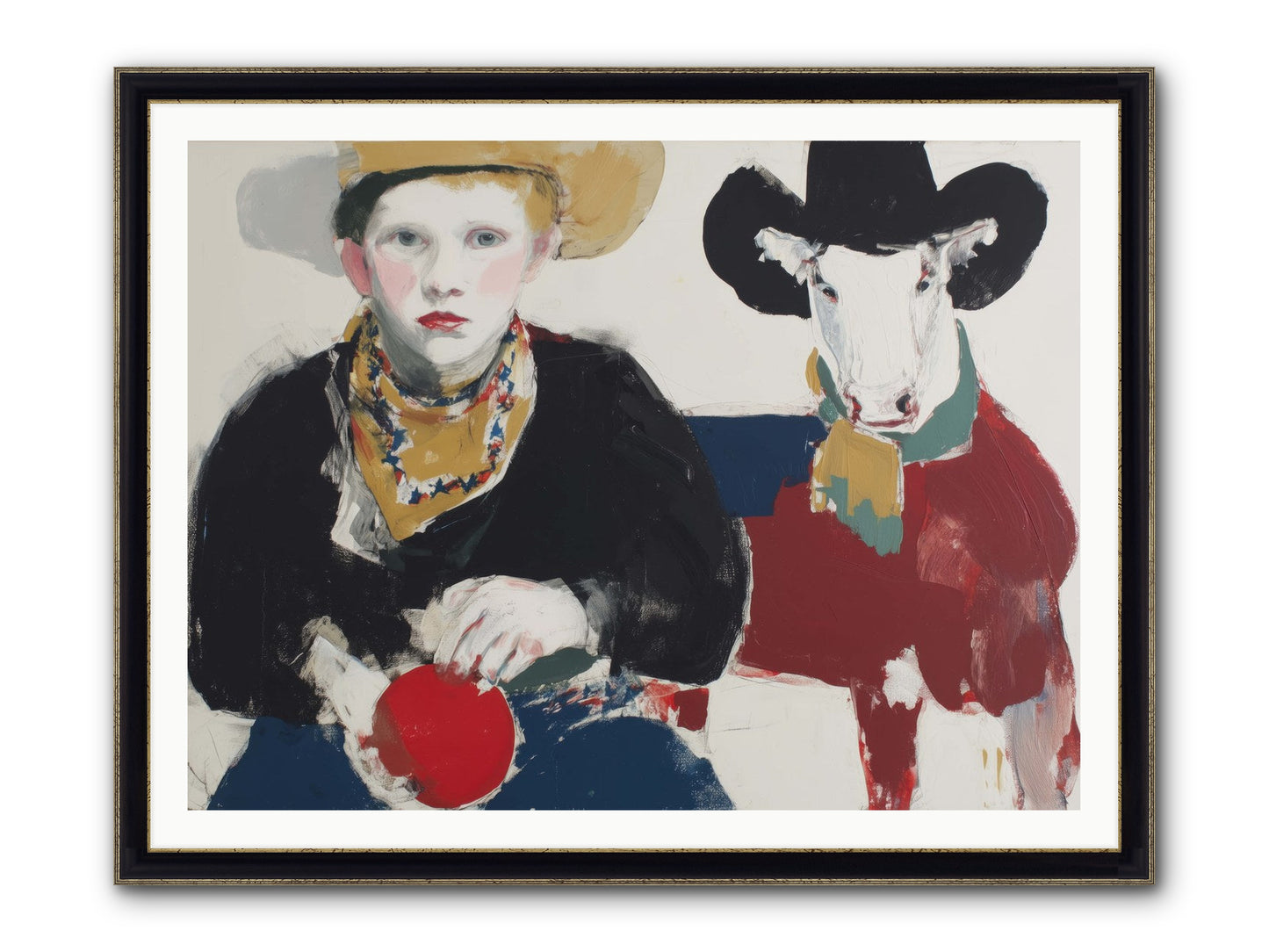 Ranch-Raised & Wild-Hearted Framed Print - Black & Gold 48x36