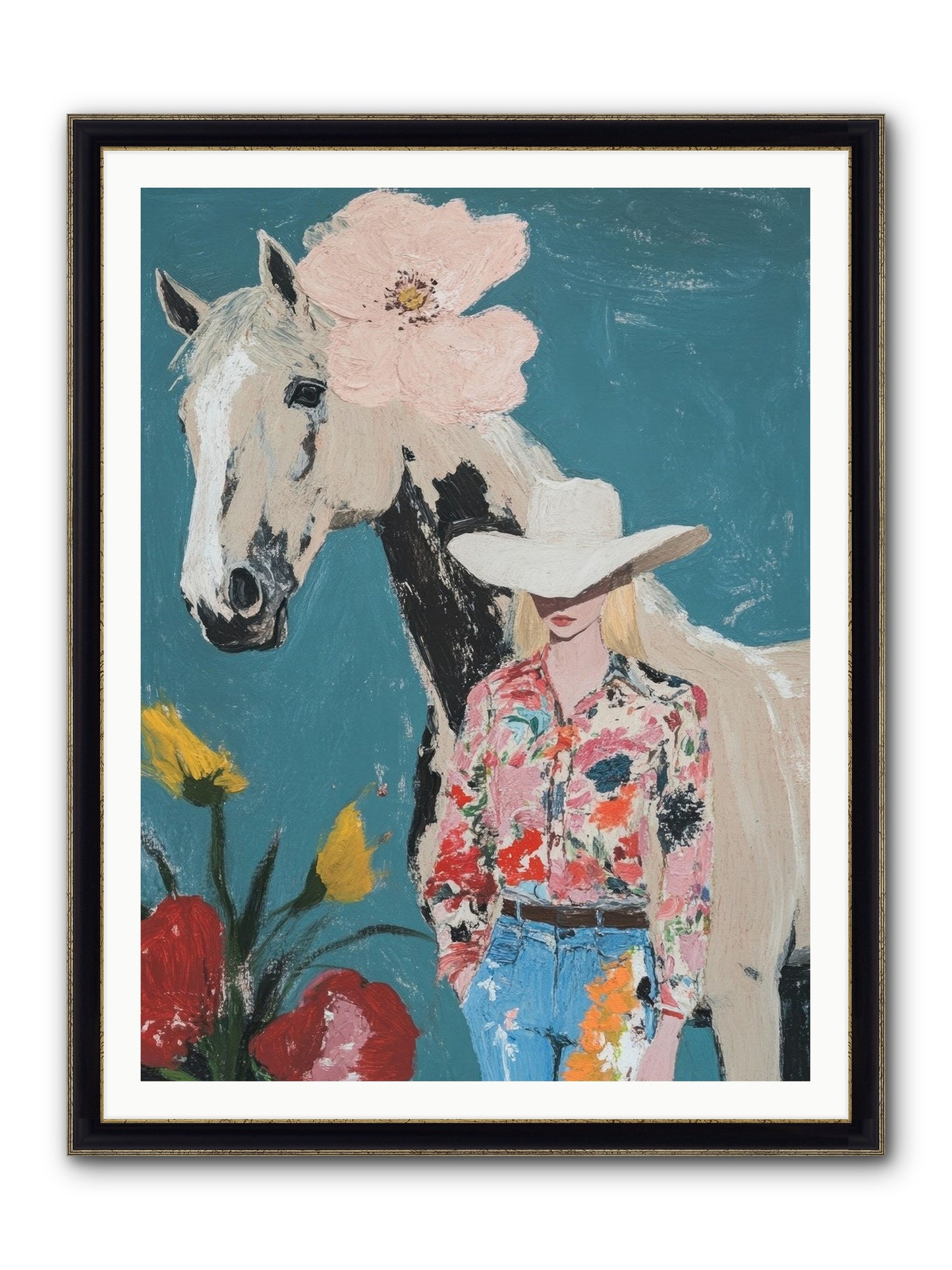 Rancher's Refrain Framed Print - Black & Gold 36x48