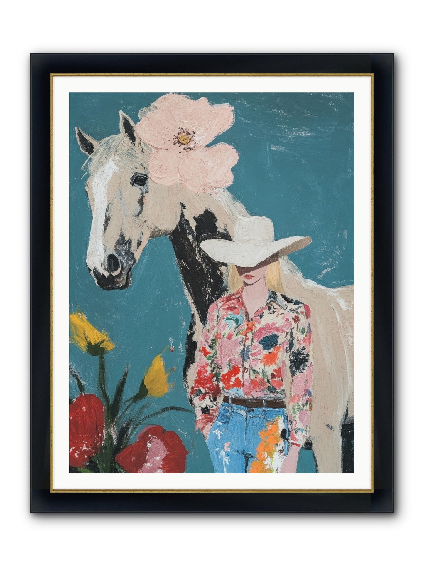 Rancher's Refrain Framed Print - Wide Black w/Gold 36x48