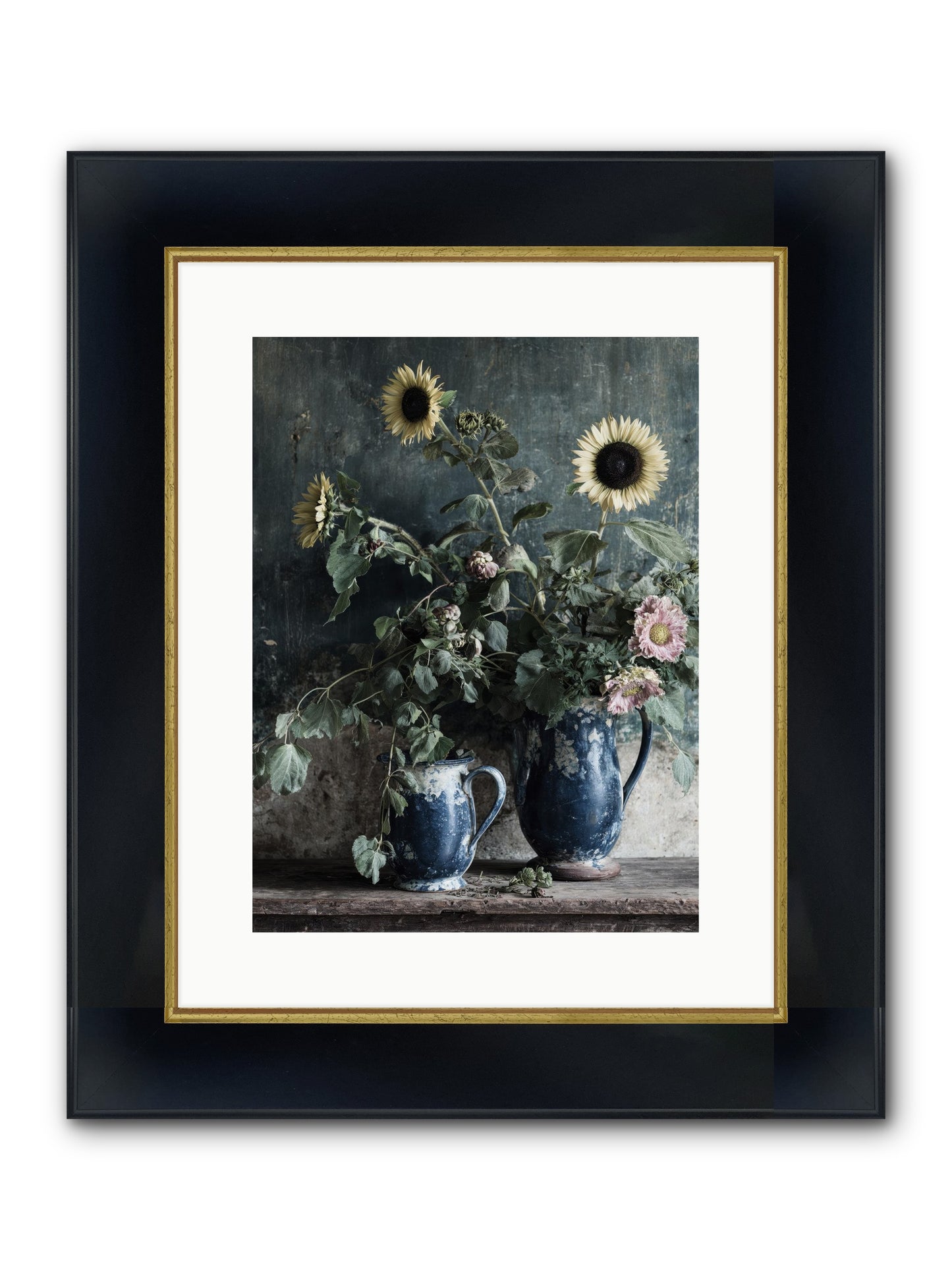 Ranier Framed Print - Wide Black w/Gold 12x16