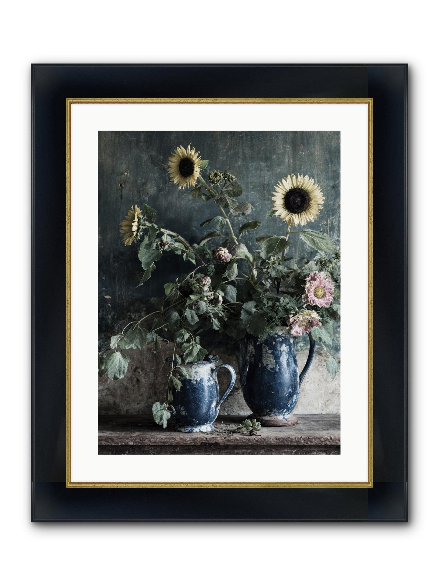 Ranier Framed Print - Wide Black w/Gold 18x24