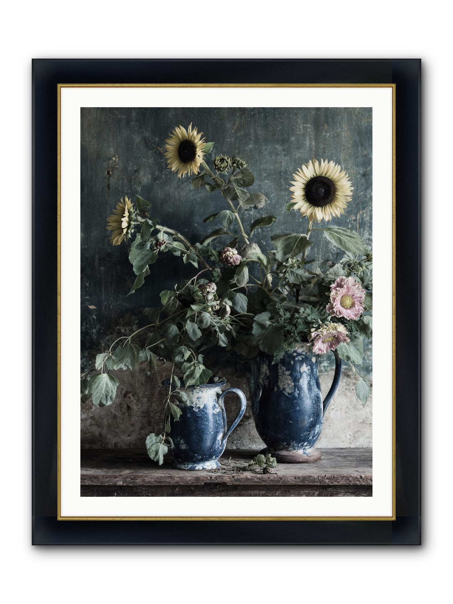 Ranier Framed Print - Wide Black w/Gold 30x40