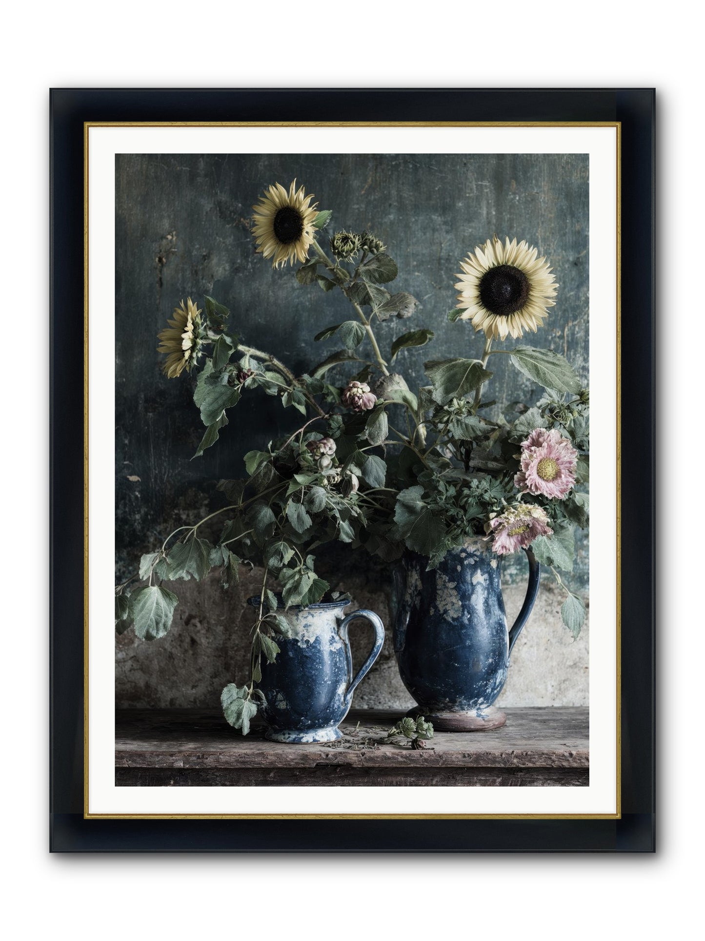 Ranier Framed Print - Wide Black w/Gold 36x48