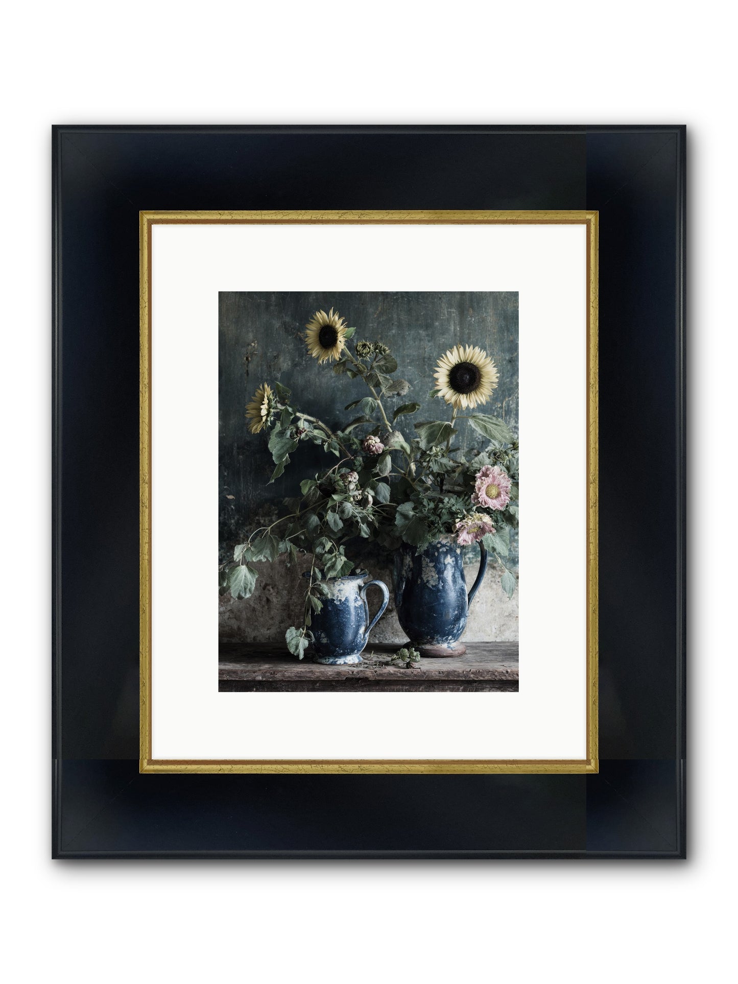 Ranier Framed Print - Wide Black w/Gold 9x12